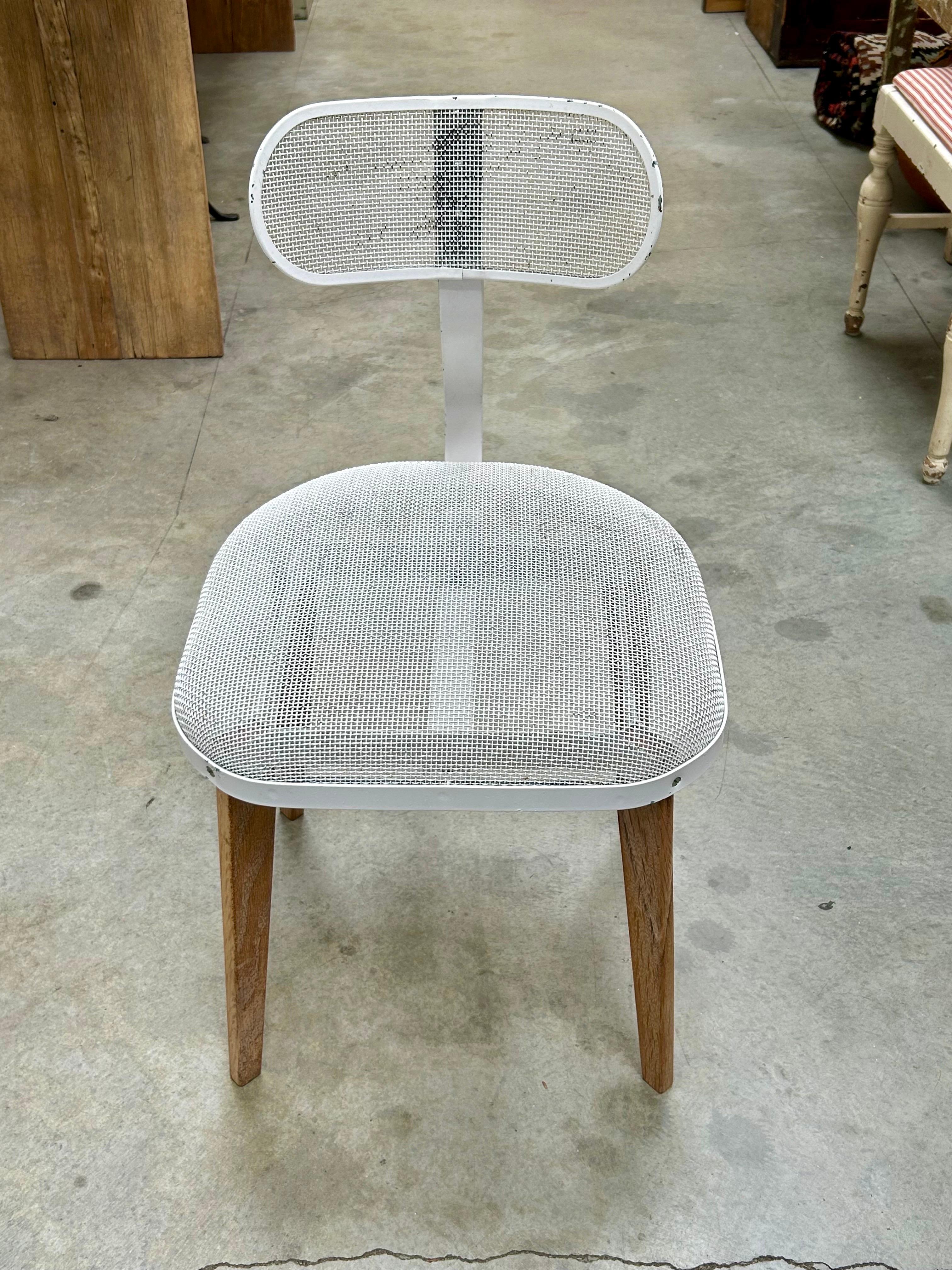 Metalwork Modern Steel + Wood Occasional Chair For Sale