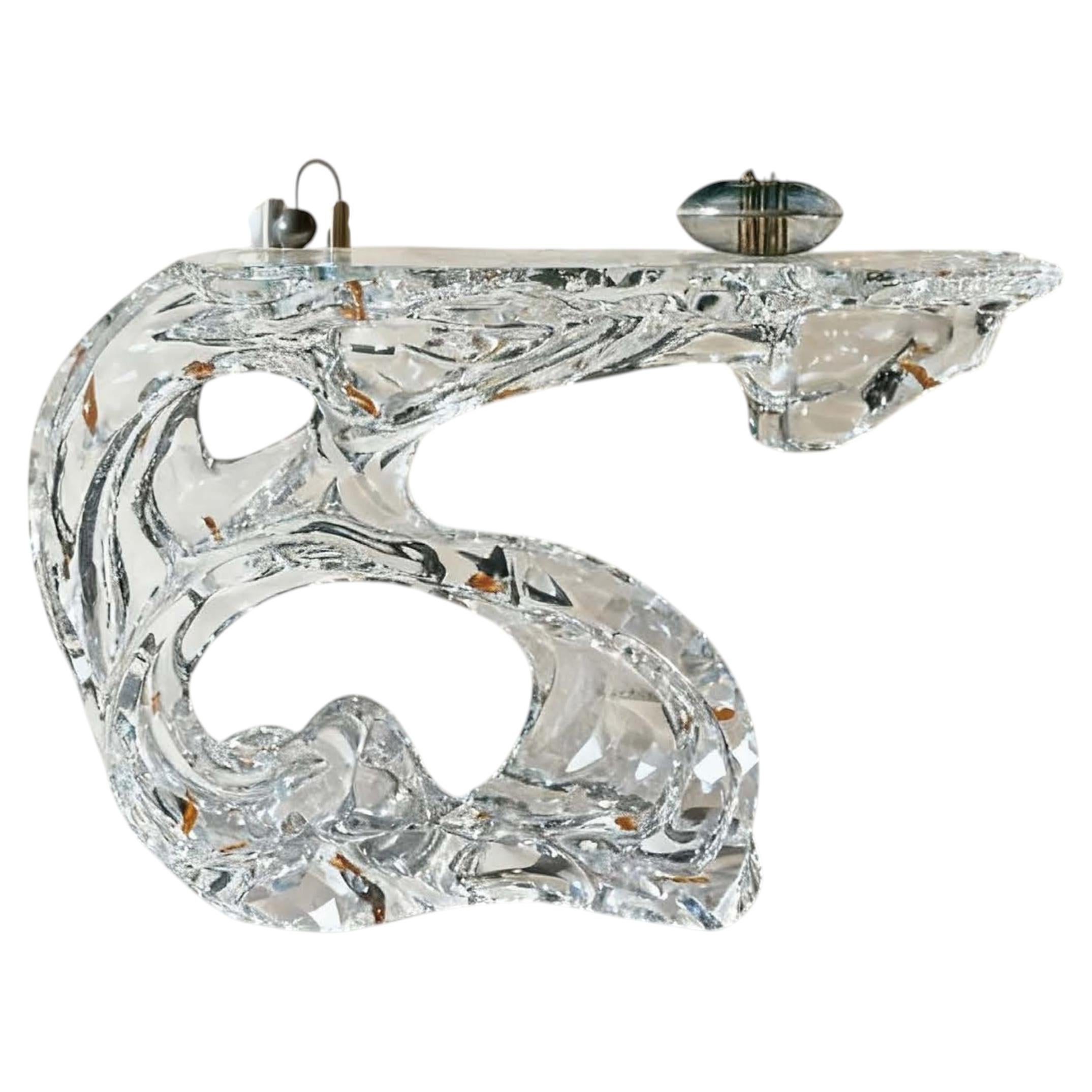 Modern STEM side Table – Contemporary Crystal Acrylic Luxury Sculptural Table For Sale