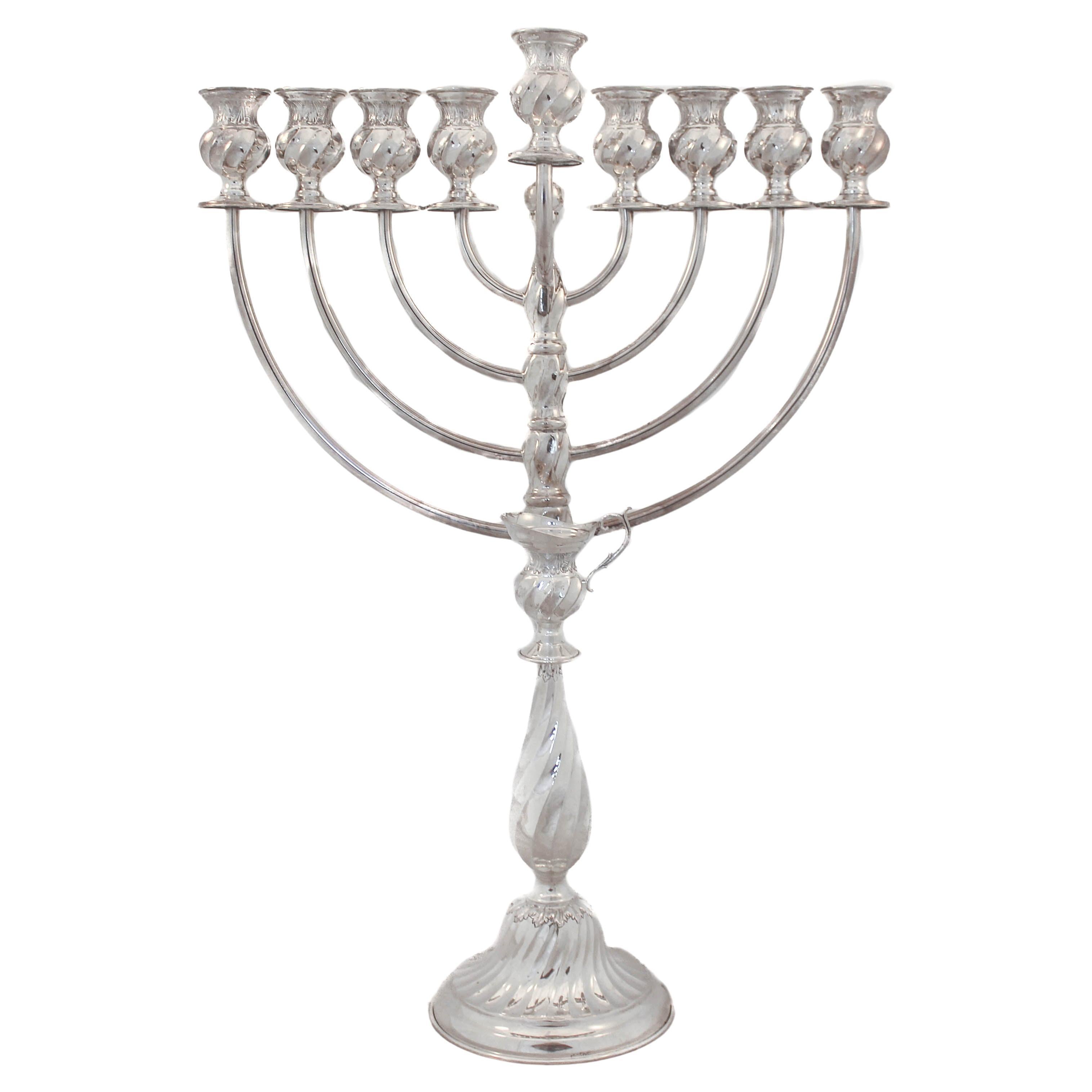Rimmon Judaica Hanukkah Menorah with 9 Branches Harp Design 20.5 centimetres Silver 
