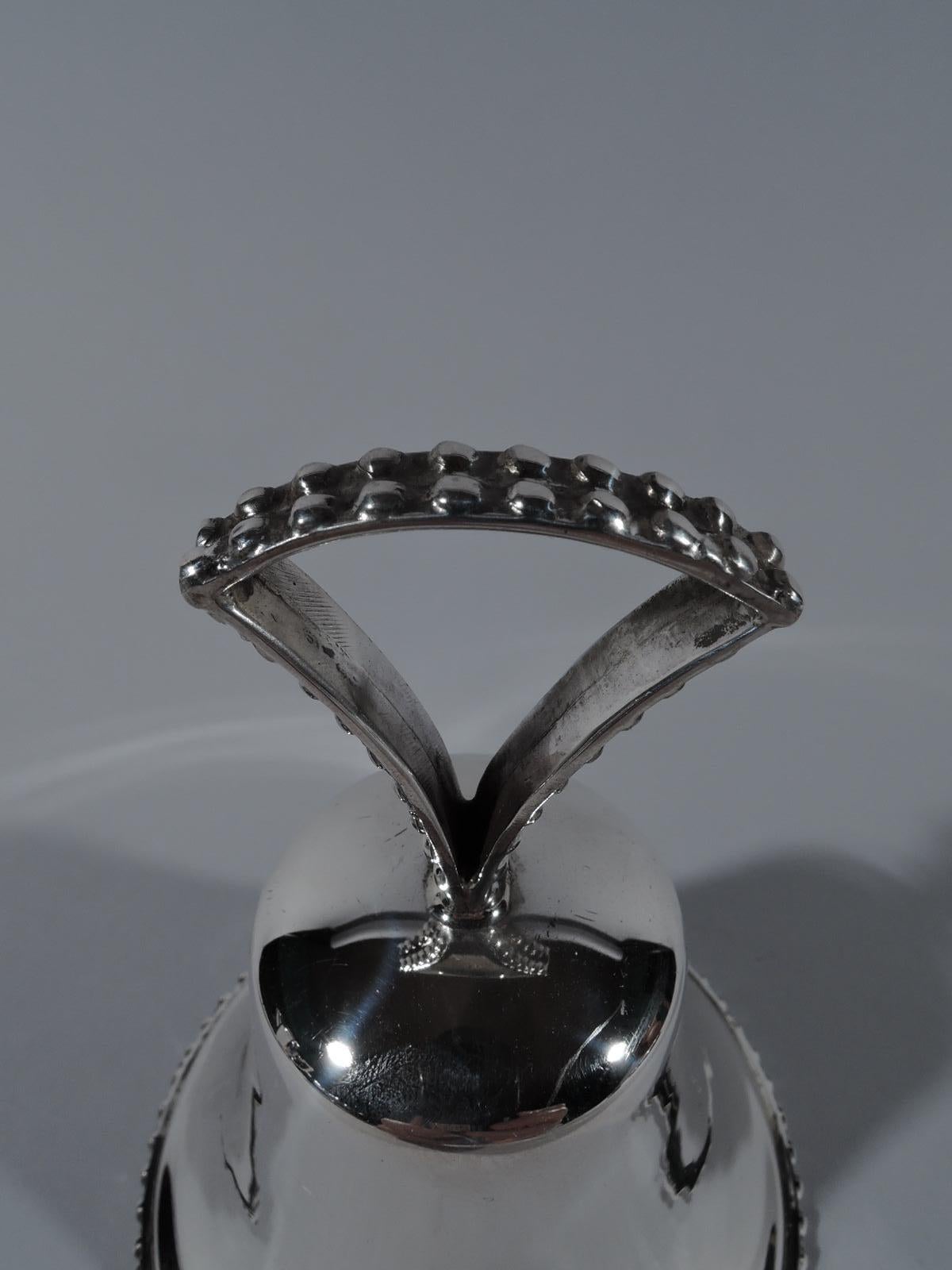 Modern Sterling Silver Bell with Bold Beading In Excellent Condition In New York, NY