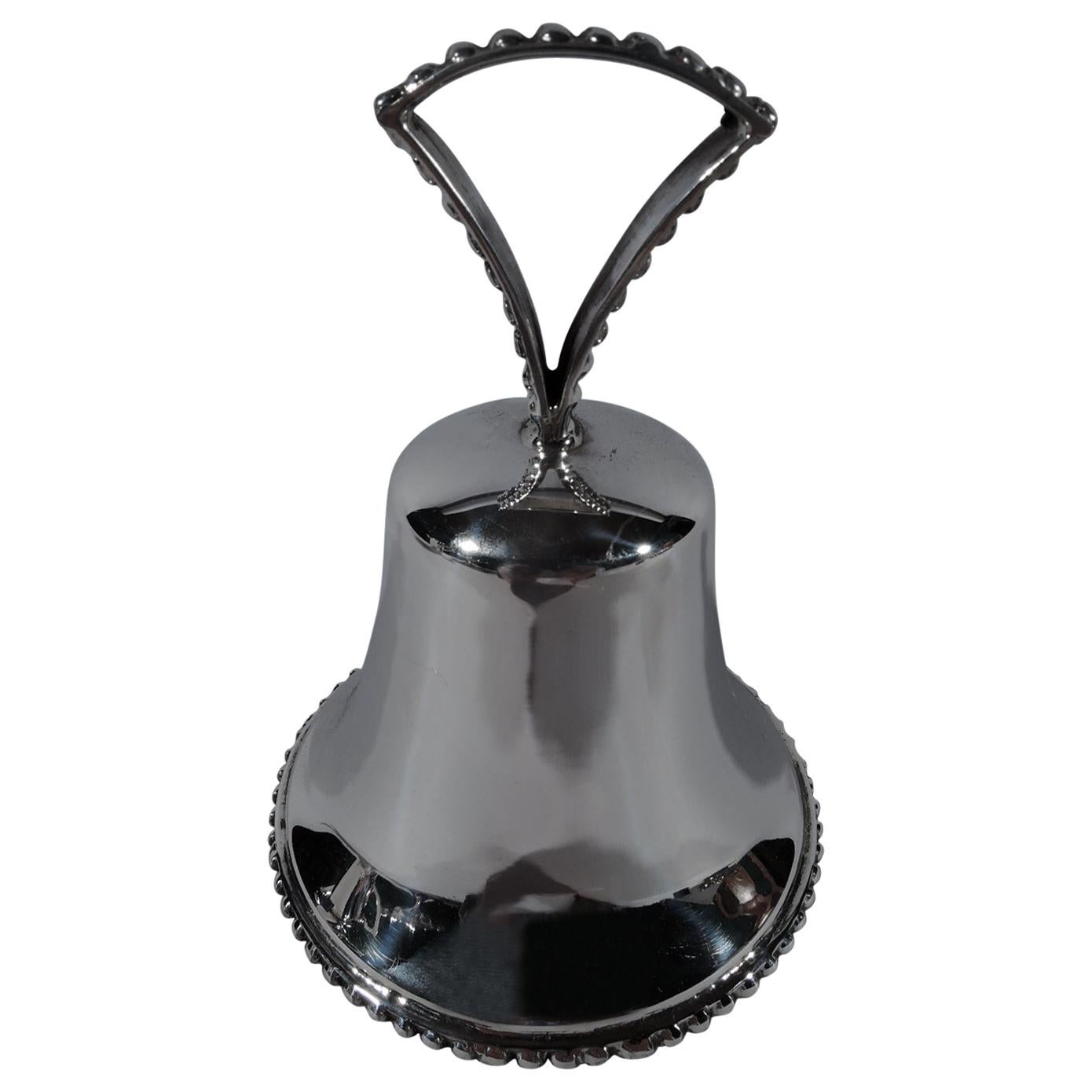 Modern Sterling Silver Bell with Bold Beading