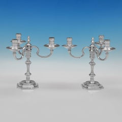 Modern Sterling Silver Candelabra by J. B. Chatterley, Birmingham 1973 56.1 toz