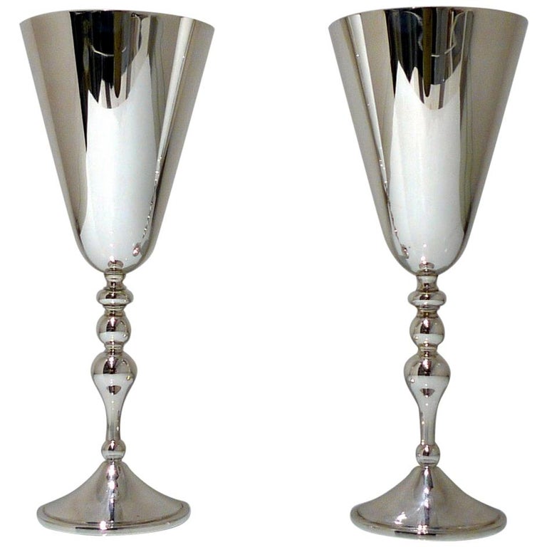 Modern Sterling Silver Pair of Champagne Flutes London, 2000 Asprey and ...