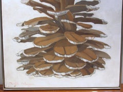 Bodegón moderno Panel de pintura al óleo de piñas Serie de plantas 1974 de Buffie Johnson