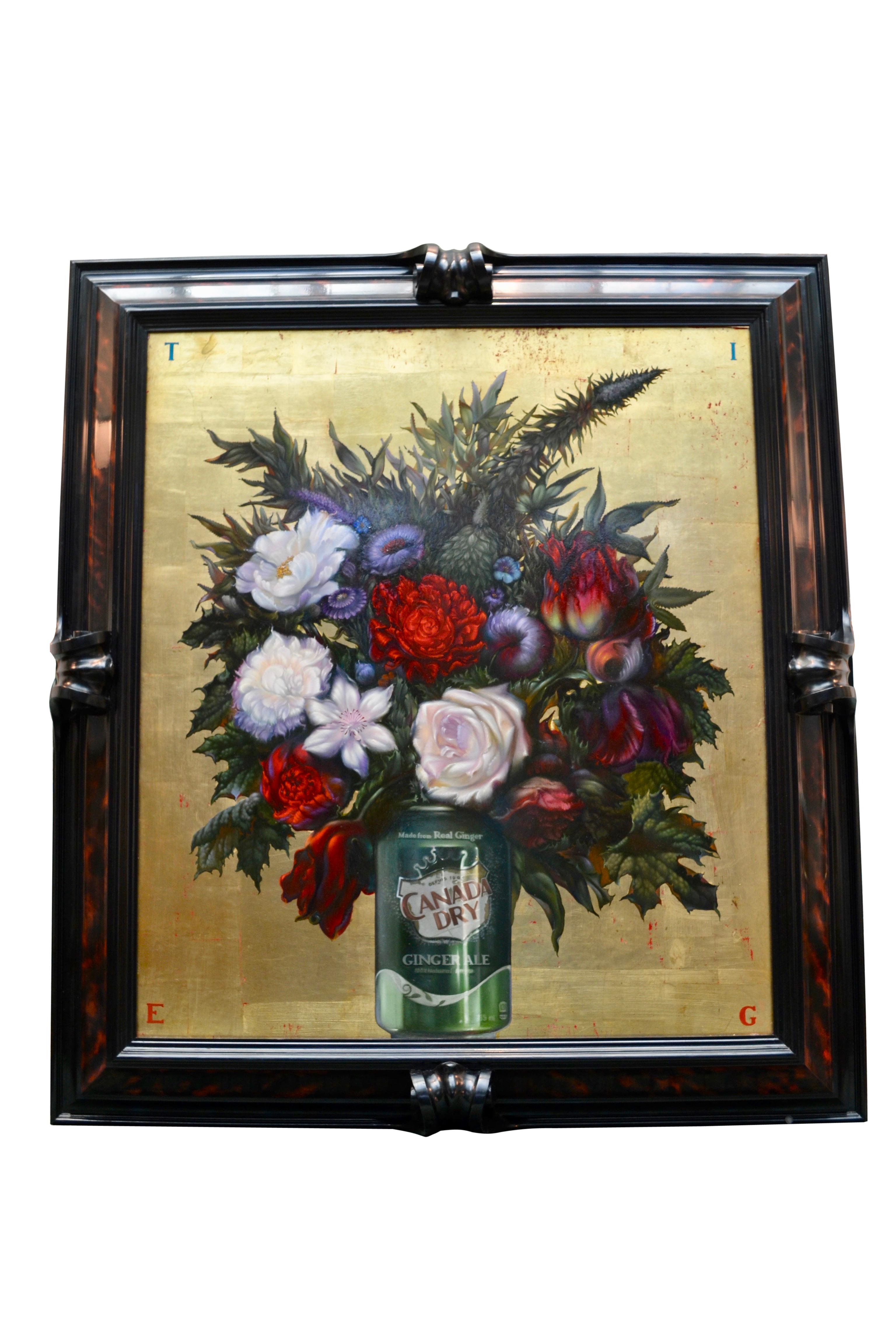 Contemporary Modern Still Life with Flowers in a Canada Dry Can by George Elbakidze For Sale