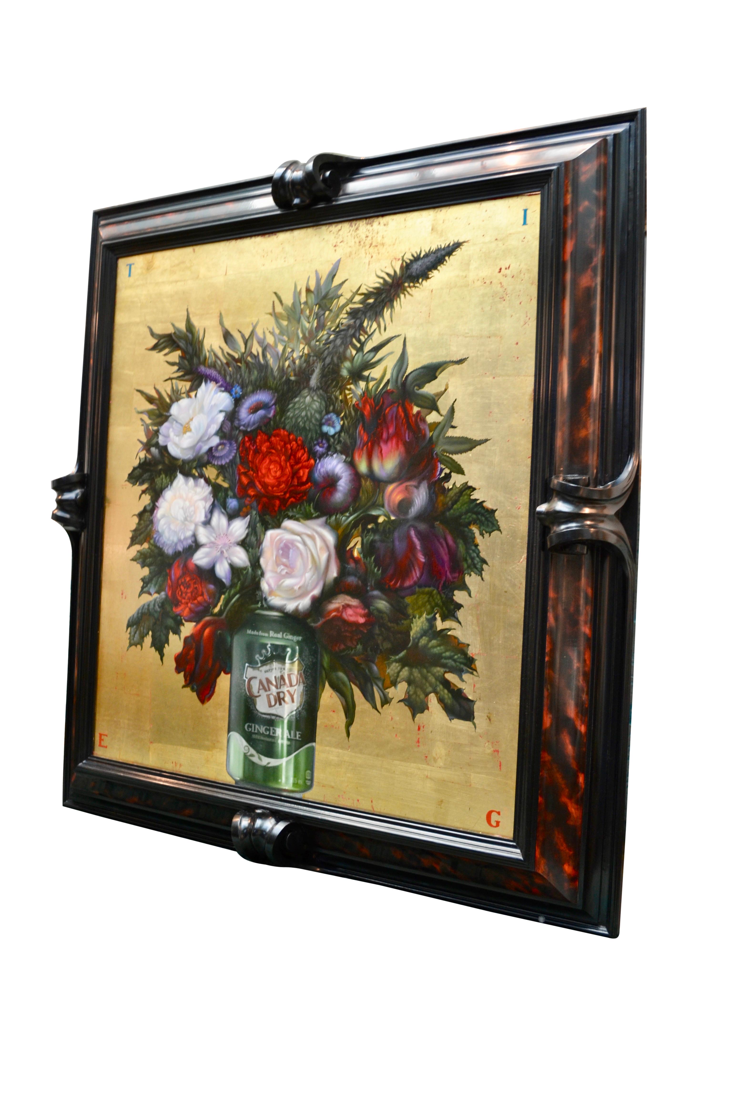 Canvas Modern Still Life with Flowers in a Canada Dry Can by George Elbakidze For Sale