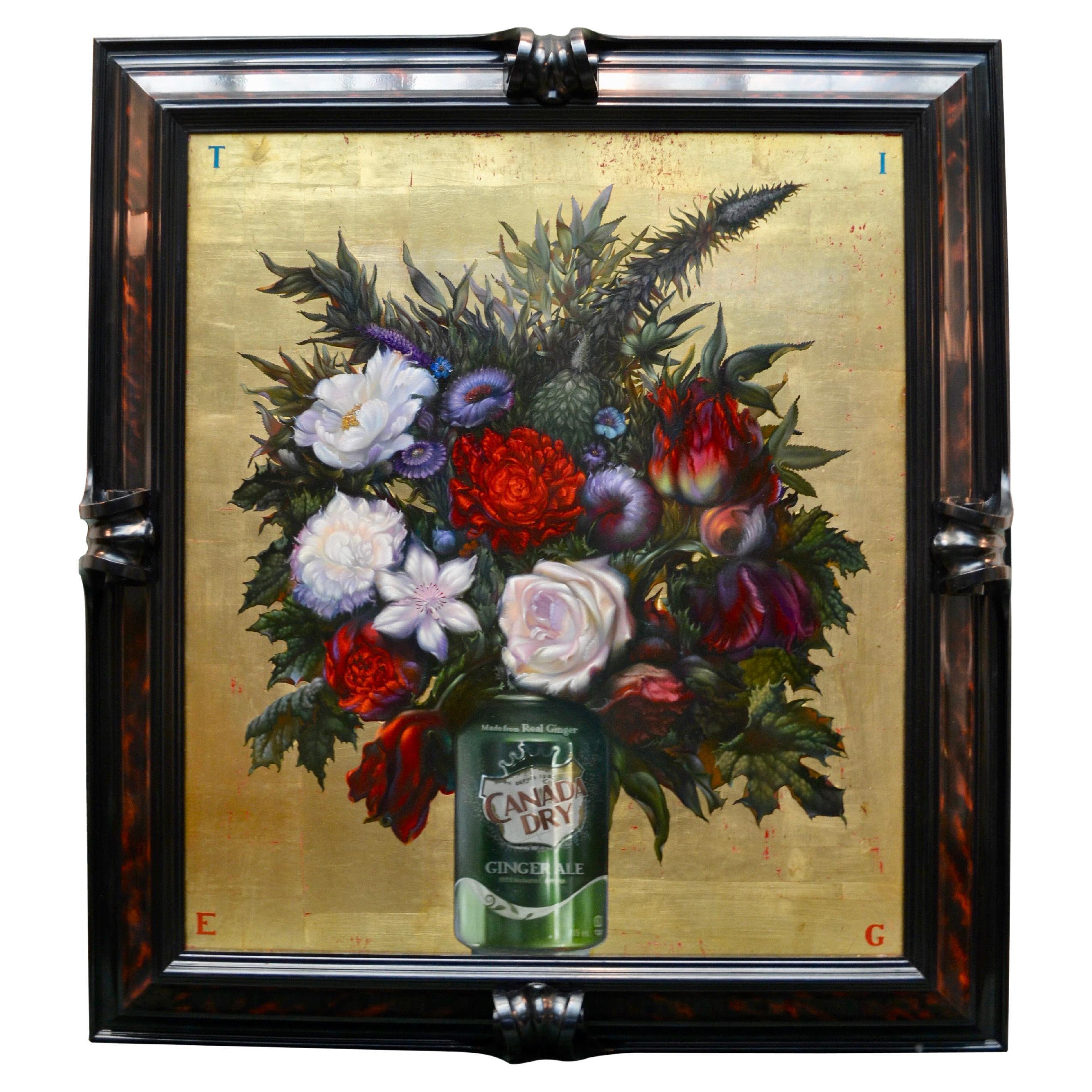 Modern Still Life with Flowers in a Canada Dry Can by George Elbakidze For Sale
