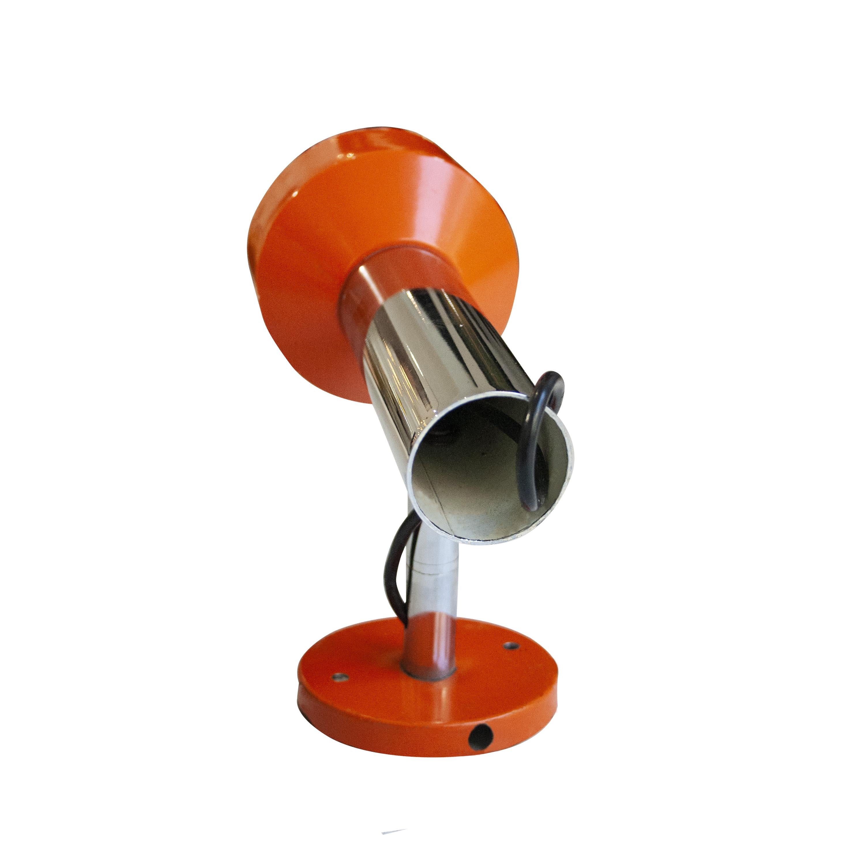 Steel Modern Stilnovo Style Orange Chrome Pair of Sconces, Italy, 1970.  For Sale