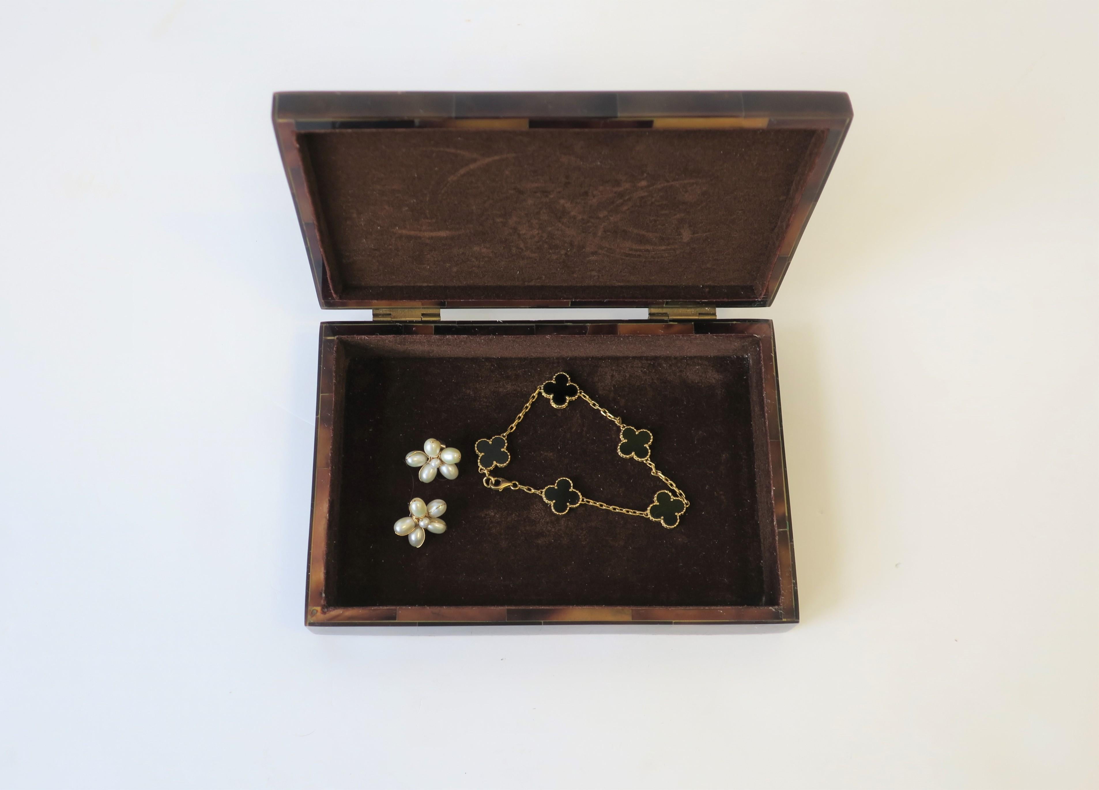 Velvet Marble and Brass Jewelry Box