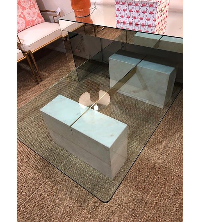Modern Stone Glass And Brass Coffee Table At 1stdibs