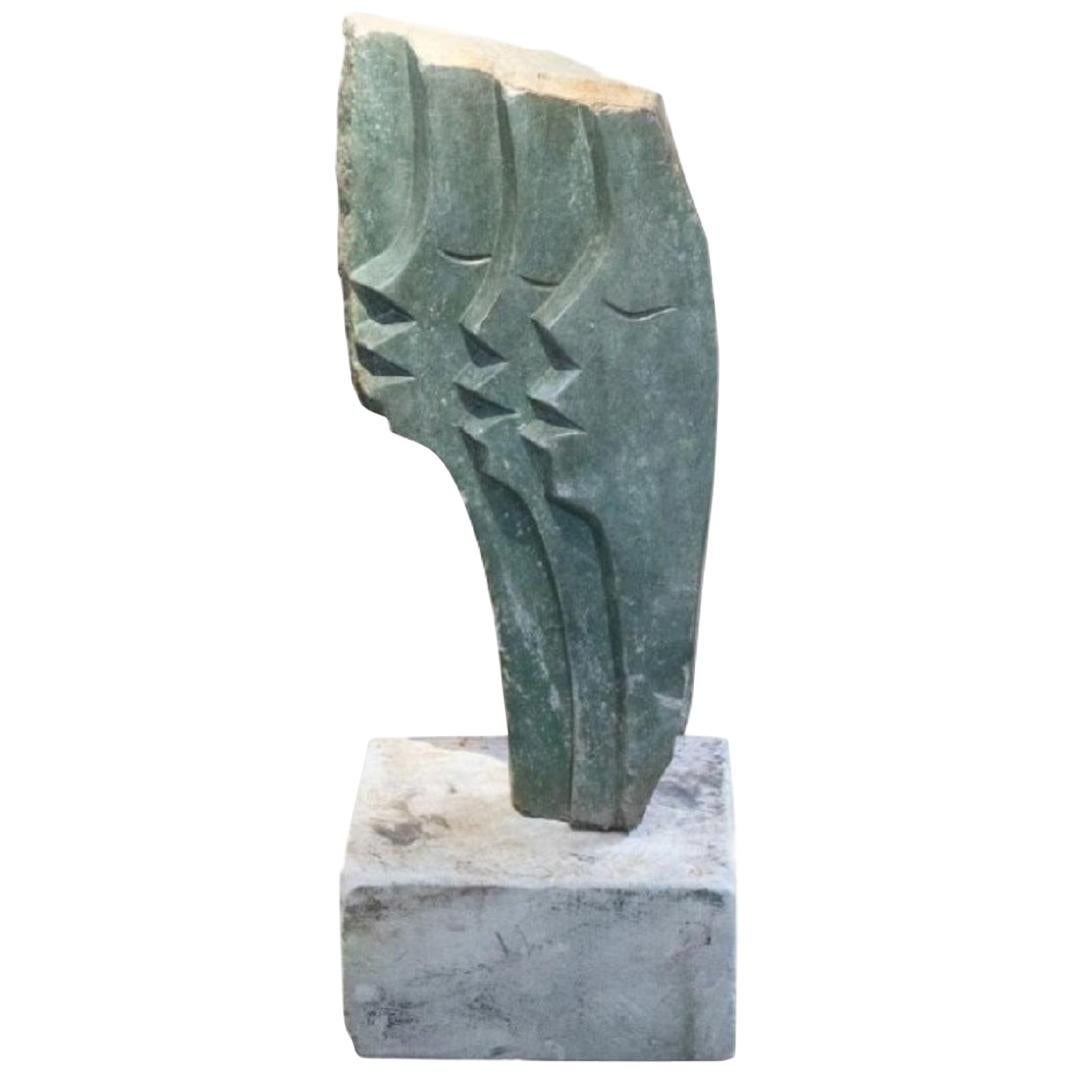 20th Century Abstract Modernist Stone Sculpture of Three Faces in Profile For Sale