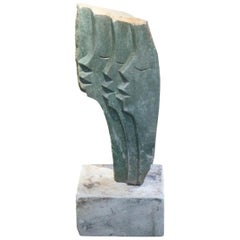 20th Century Abstract Modernist Stone Sculpture of Three Faces in Profile