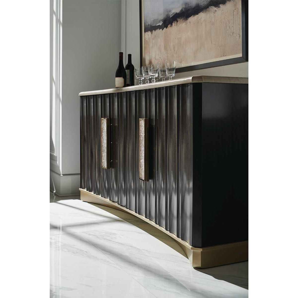 Contemporary Modern Stone Top Buffet For Sale