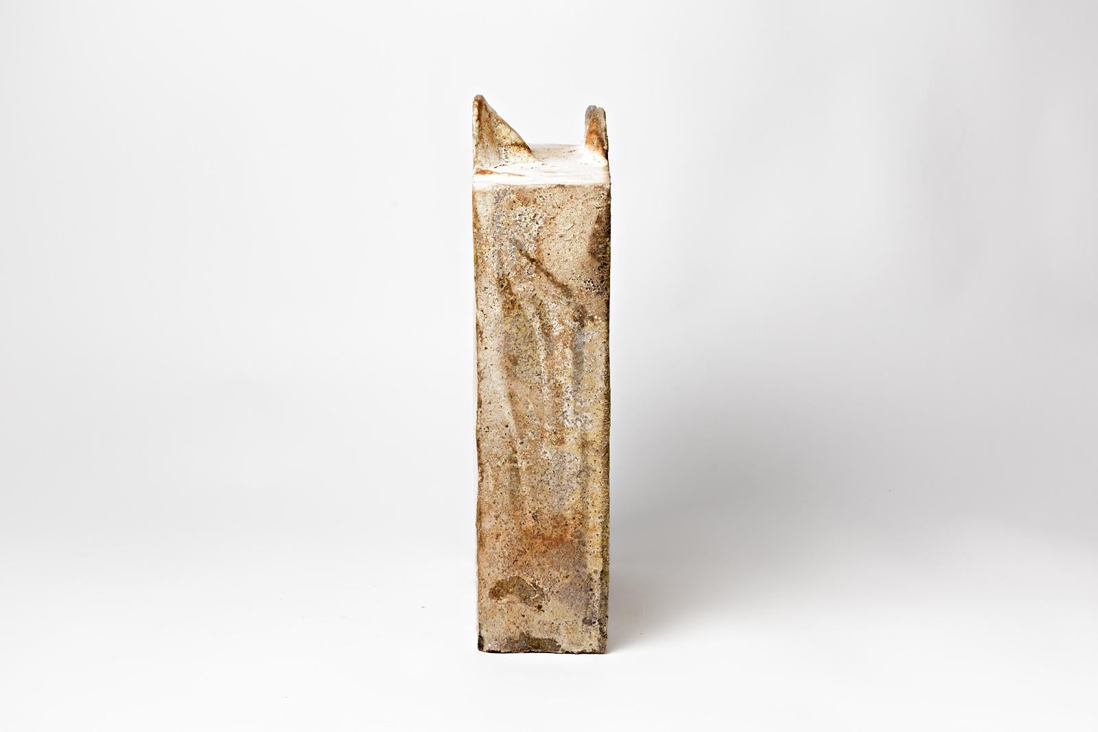 Modern Stoneware Ceramic Sculpture by Regnier La Borne Architectural Form For Sale 1