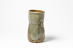 Moderne moderne Steingut-Keramikvase von Astoul in La Borne, 1982, glänzend grau