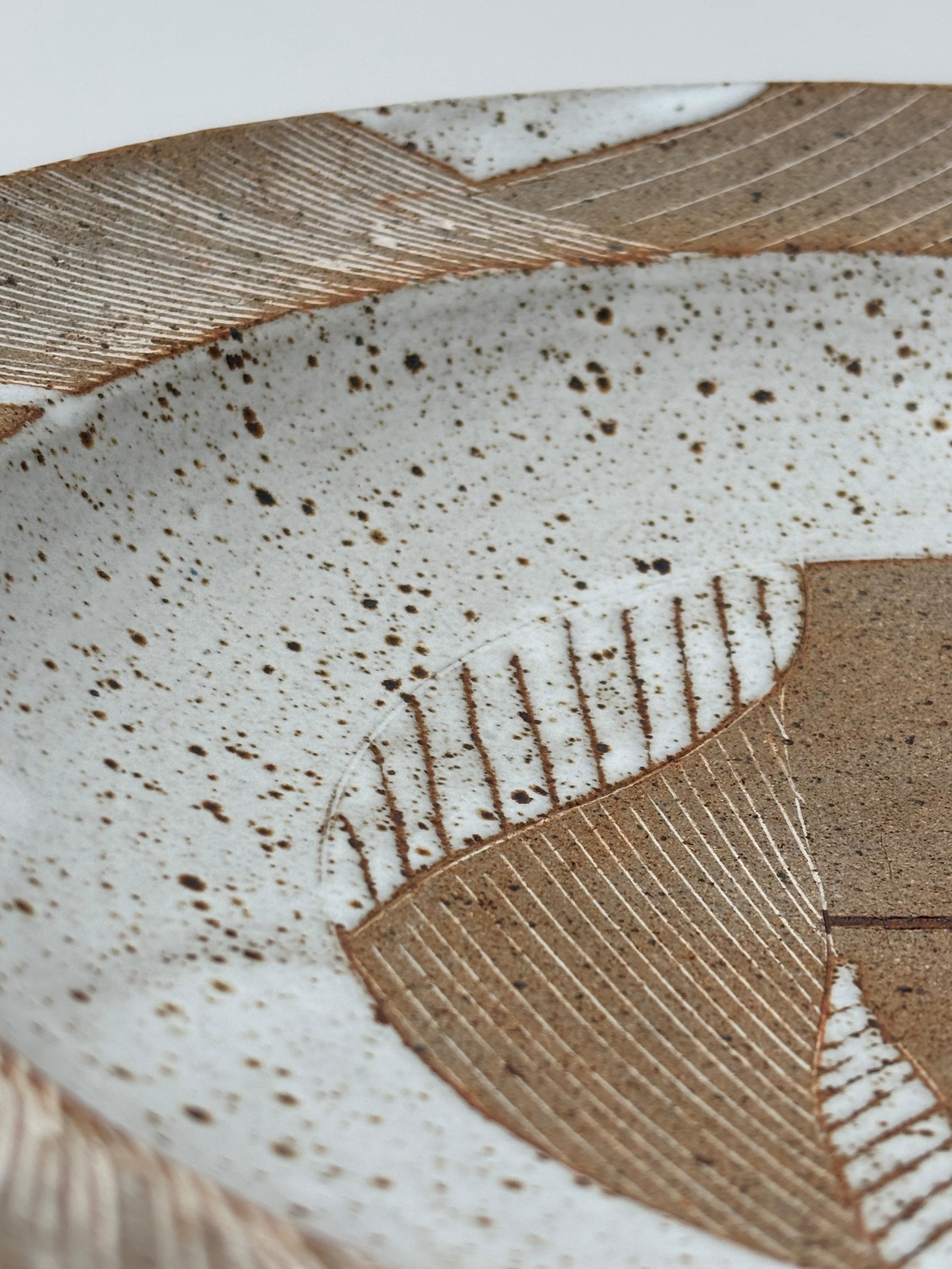 Hand-Carved Modern Stoneware Kähler Plate, 1980s For Sale
