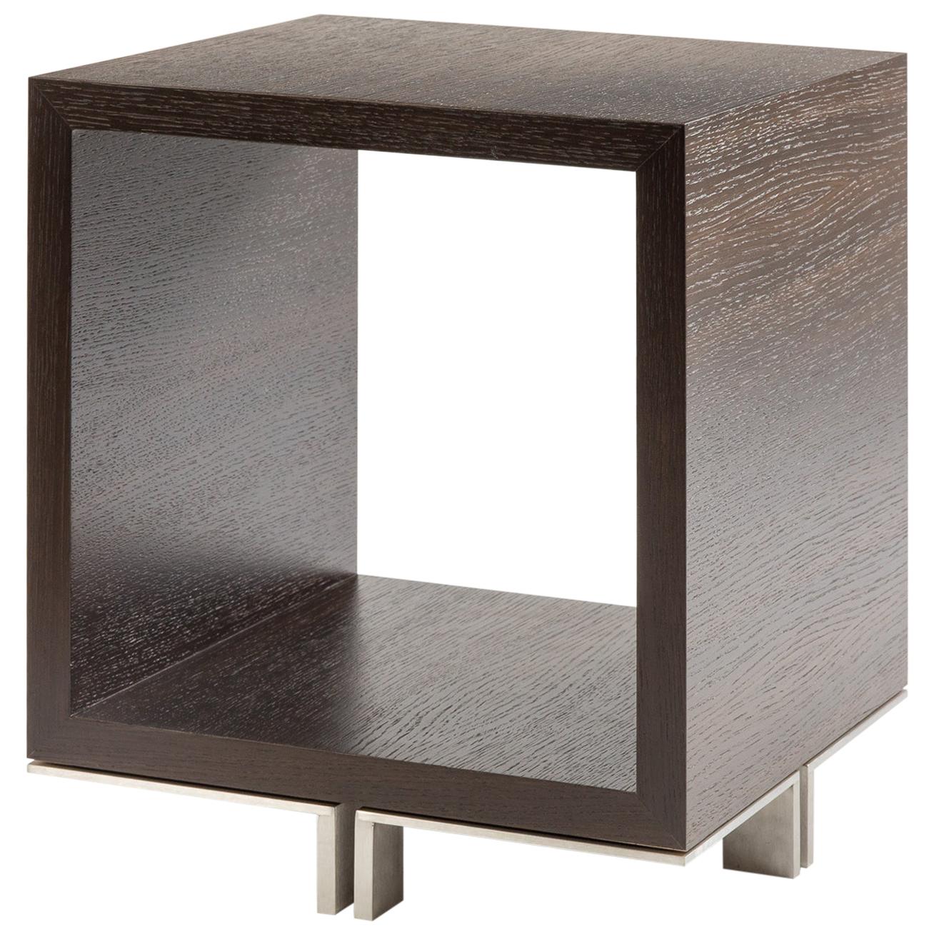 Modern Stool in Fumed Ebony Oak, by Studio DiPaolo