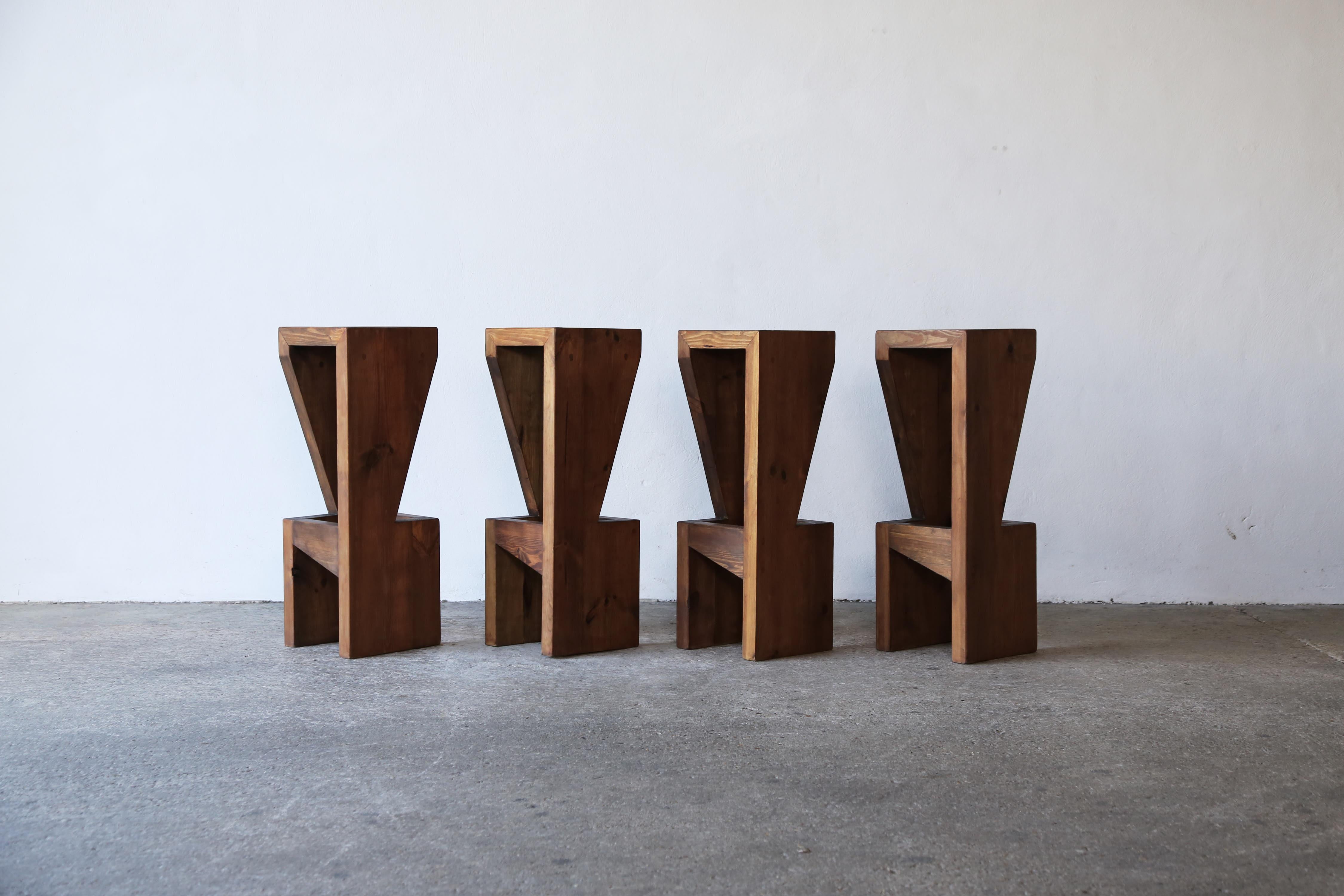 British Modern Stools in Pine For Sale