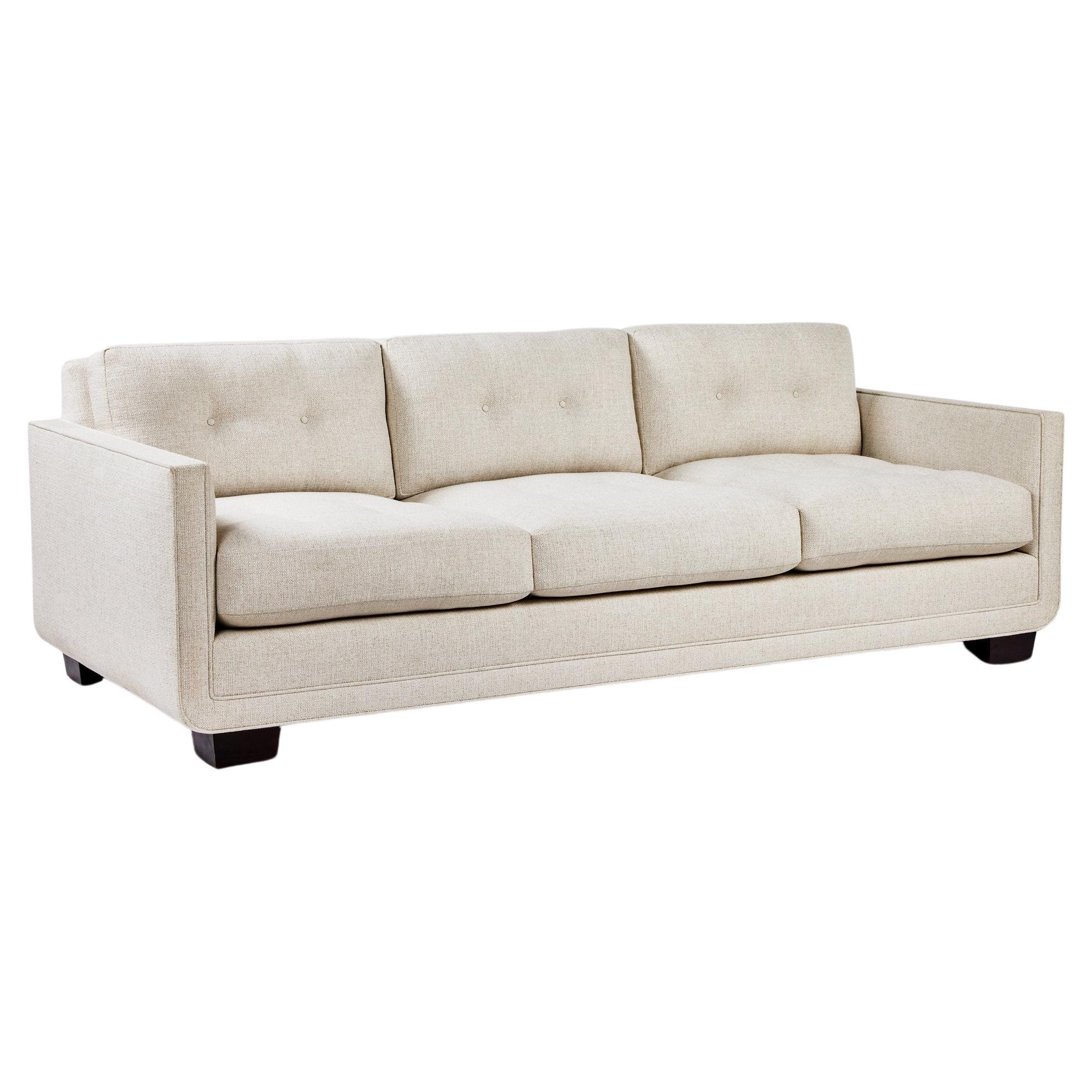 Modern Streamlined Tufted Sofa with Curved Frame Detail by Martin & Brockett For Sale