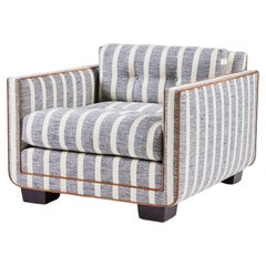 Modern Harrison Tufted Chair with Curved Base Detail by Martin & Brockett