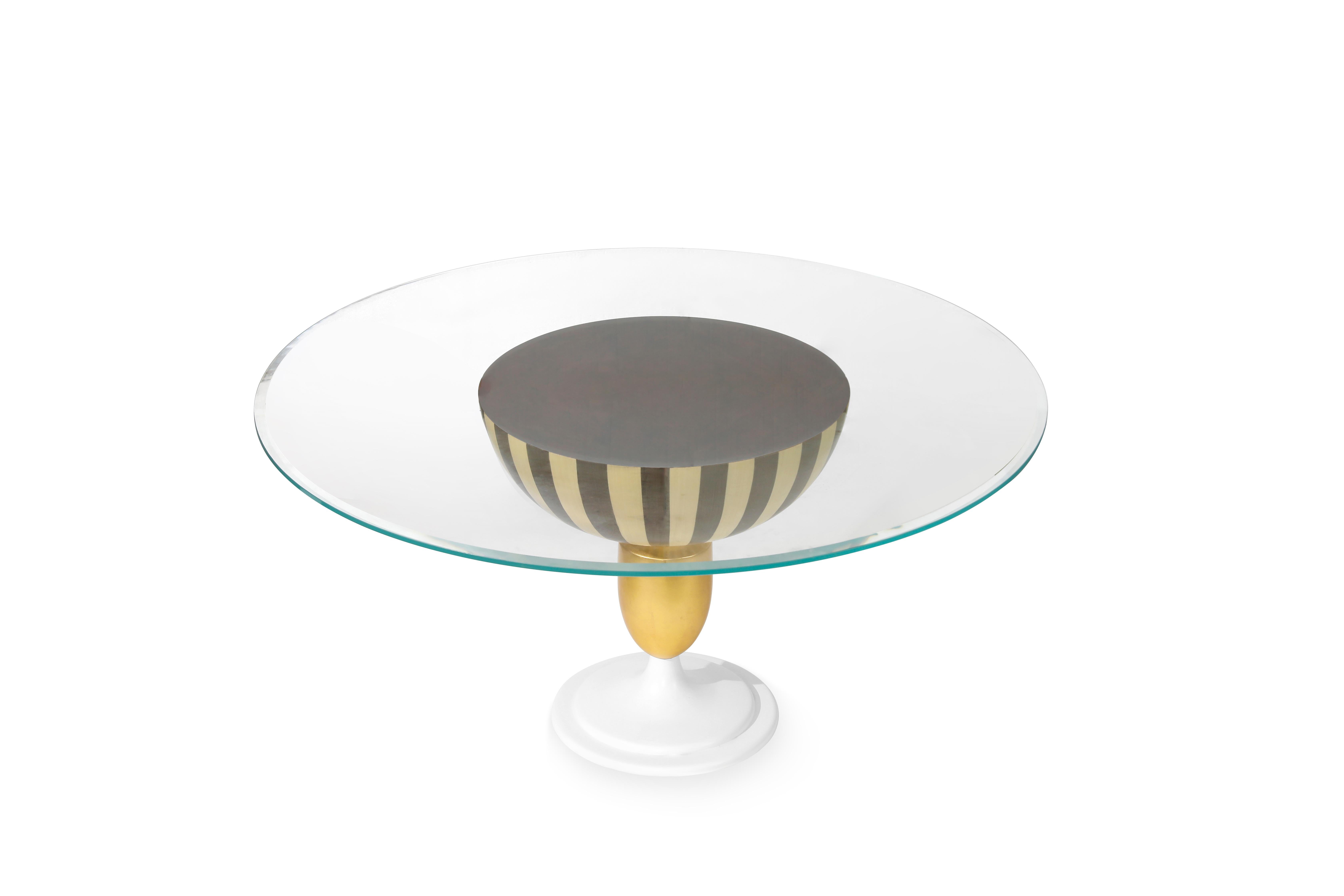 Modern Stripe Design Round Coffee Table with Glass Top, Multi Colors, in Stock
Introducing our modern side table, a truly unique piece of art furniture that is a part of a living room set that includes a coffee table and additional side tables. This