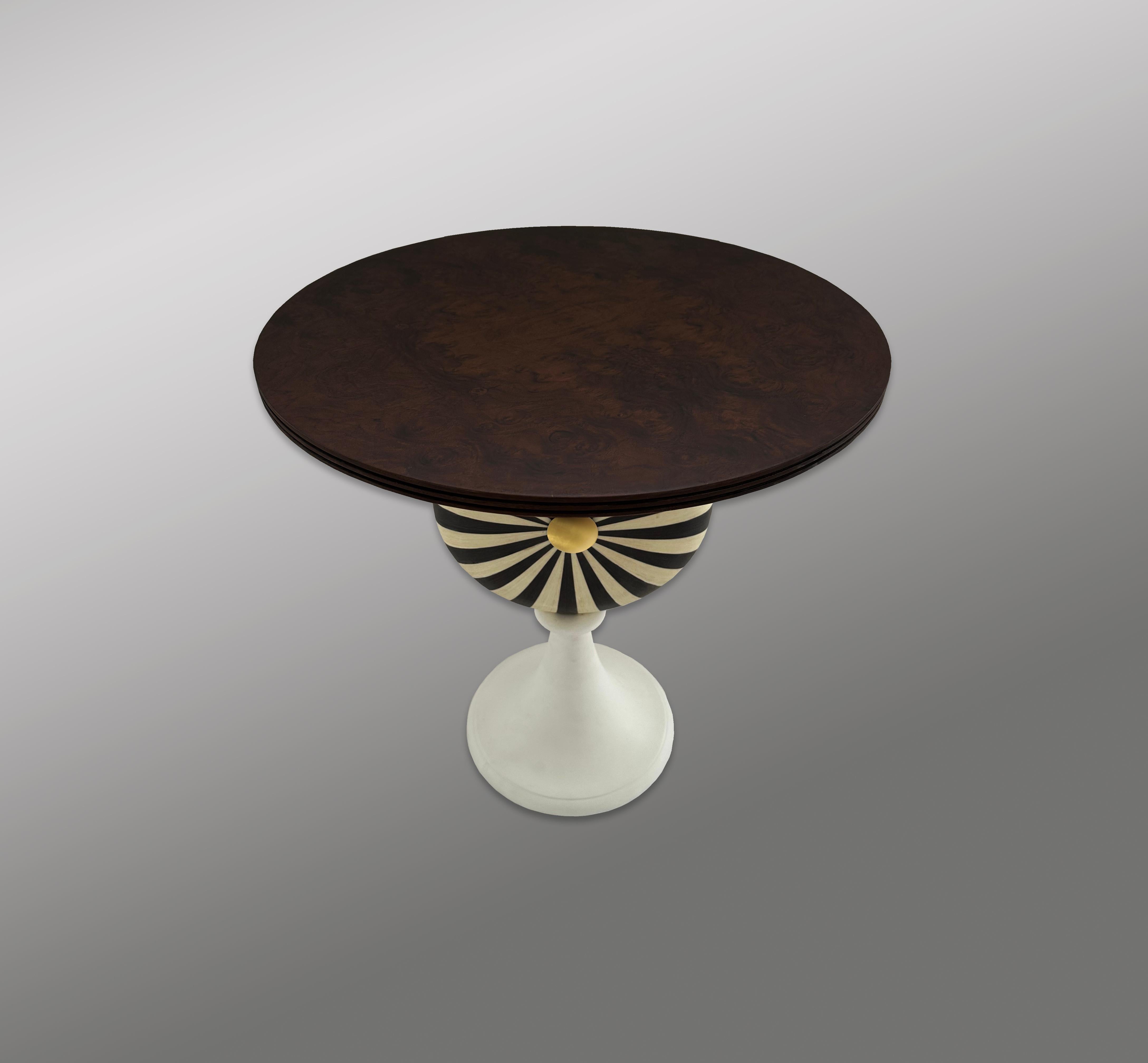 Modern Stripe Design Round Side Table, Multi Colors, in Stock In New Condition For Sale In Hong Kong, HK