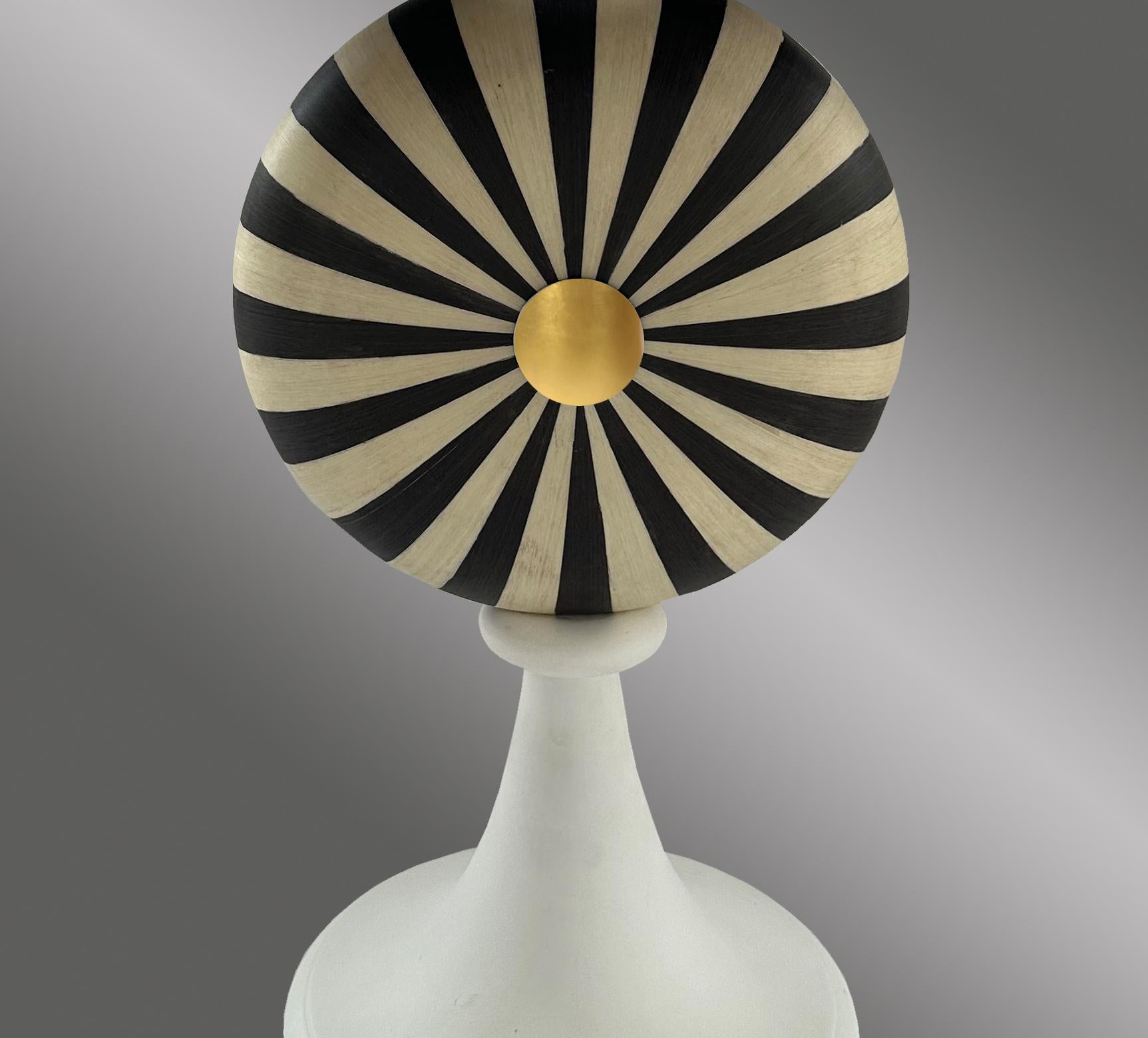 Gold Plate Modern Stripe Design Round Side Table, Multi Colors, in Stock For Sale