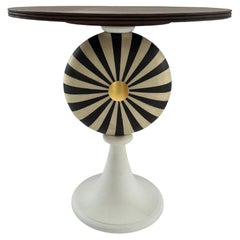 Modern Stripe Design Round Side Table, Multi Colors, in Stock