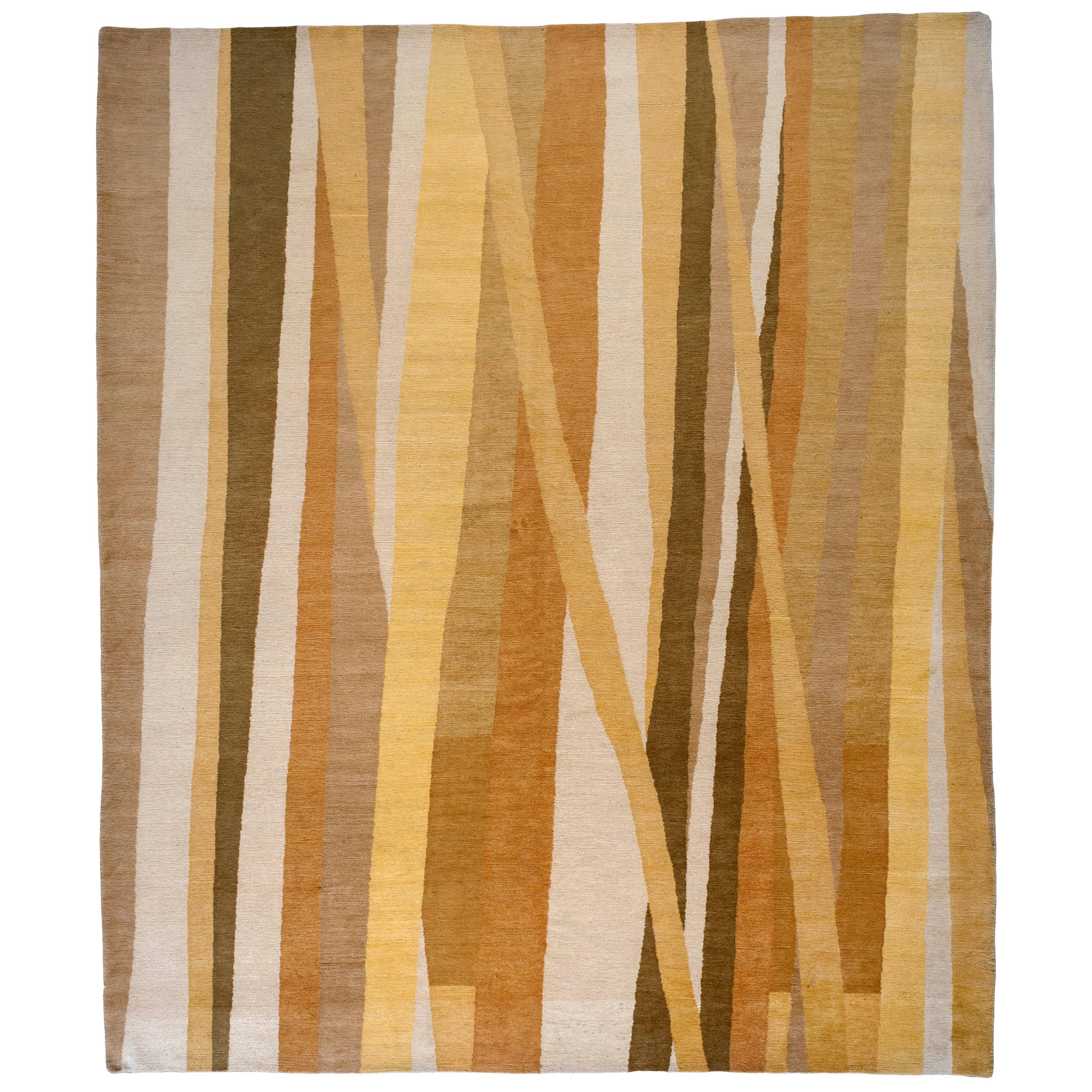 Modern Stripe Tibetan Design Area Rug For Sale