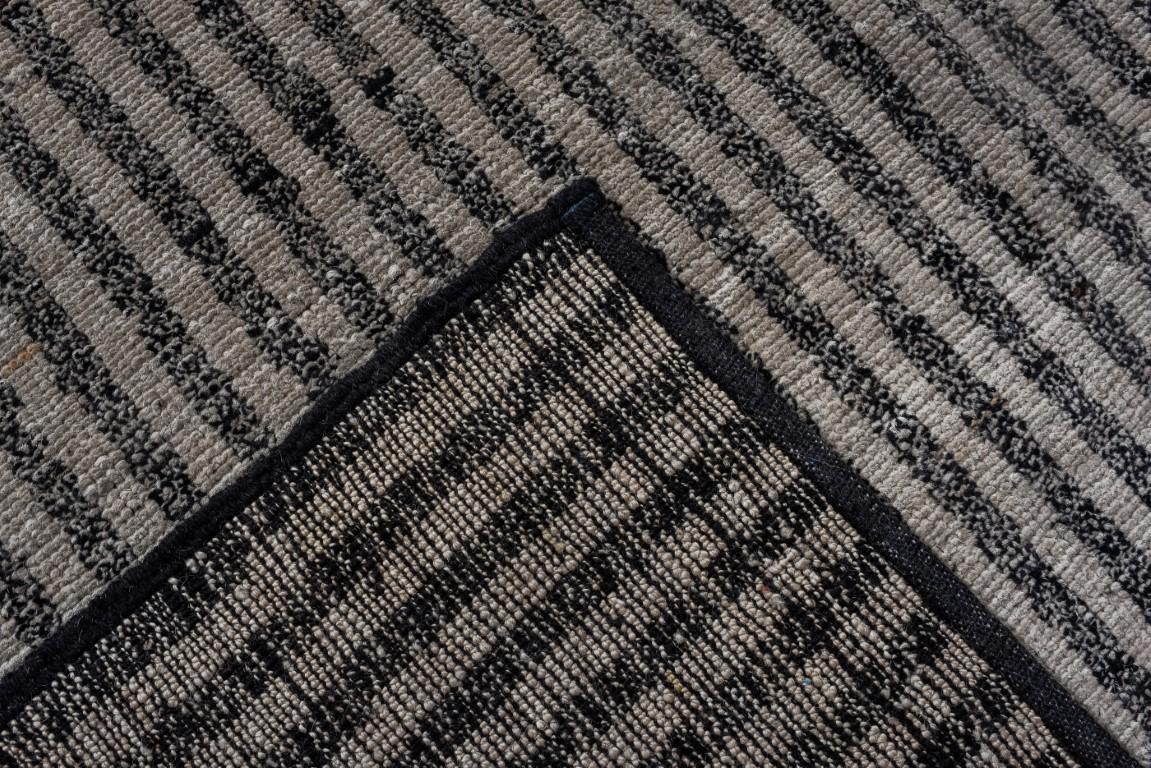 Contemporary Modern Striped Beige and Black Tulu