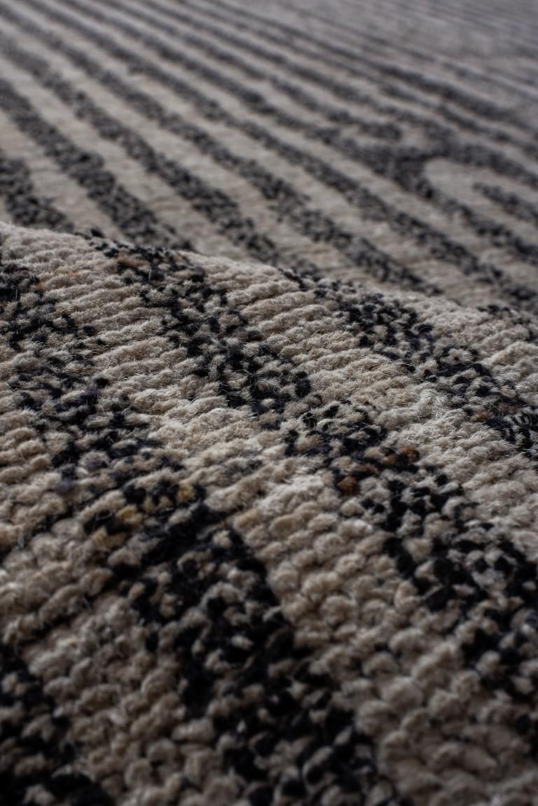 Wool Modern Striped Beige and Black Tulu