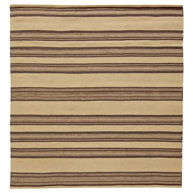 Modern Rug Handmade and Abstract Horizontal Stripe Modern Rug