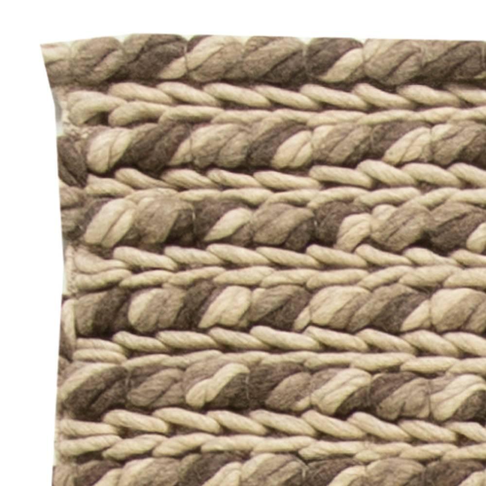 Indien Modern Striped Beige Sylvan Handmade Wool Rug by Doris Leslie Blau en vente