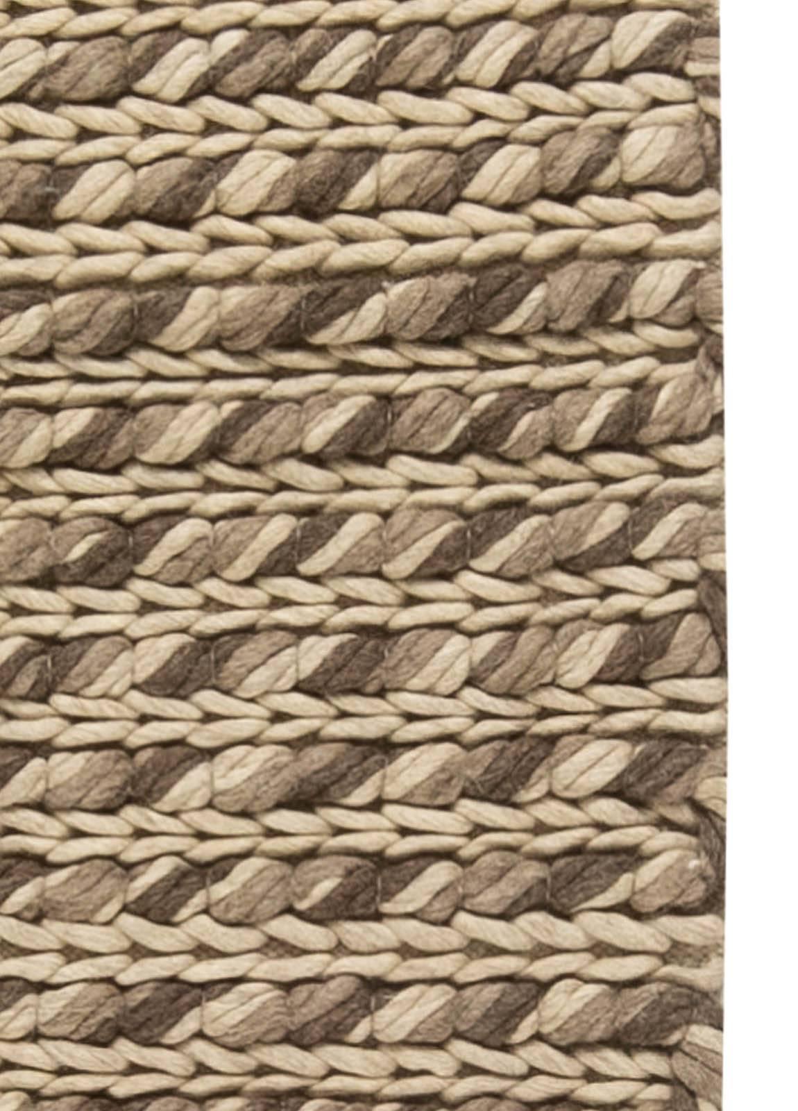 Contemporary Modern Striped Beige Sylvan Handmade Wool Rug by Doris Leslie Blau For Sale