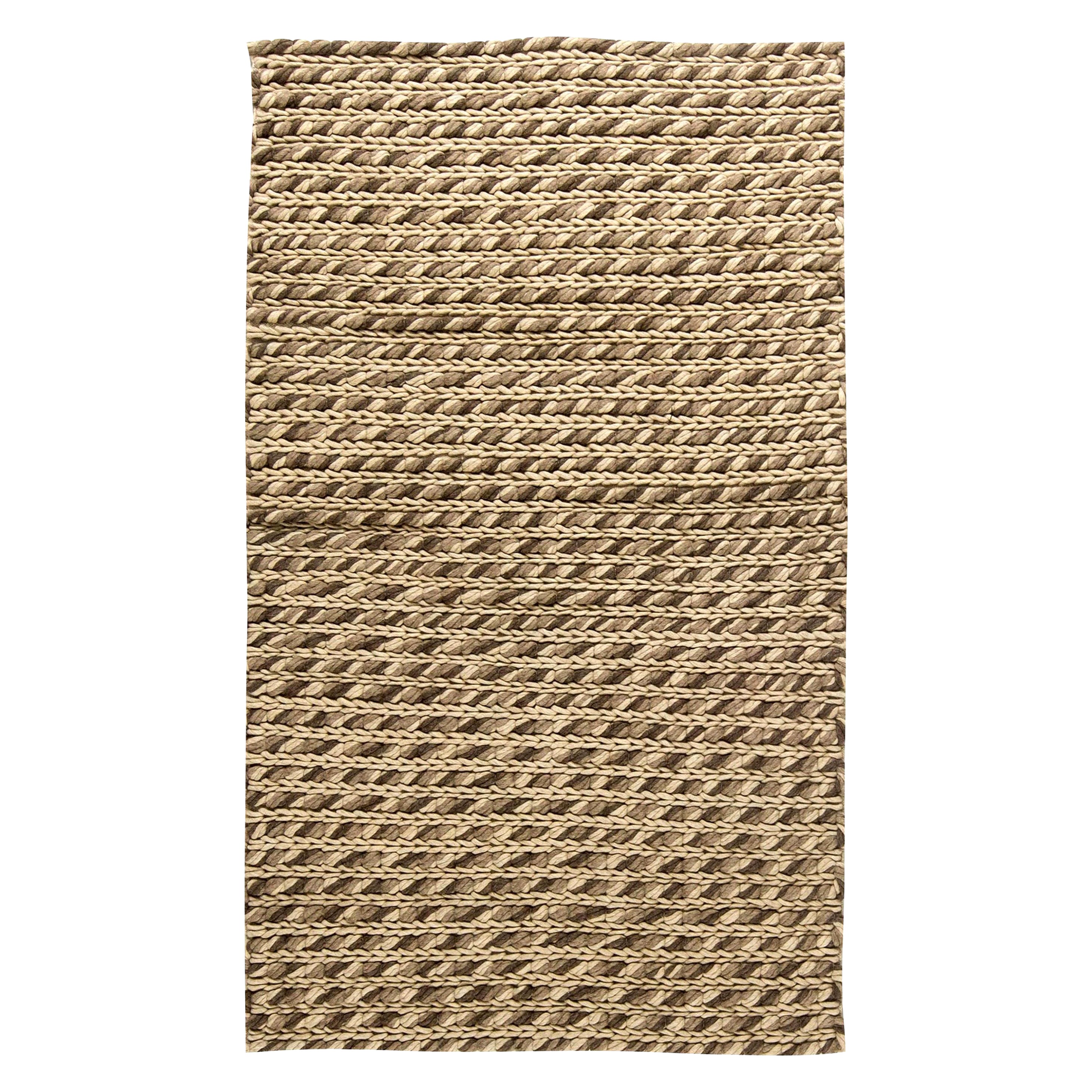 Modern Striped Beige Sylvan Handmade Wool Rug by Doris Leslie Blau