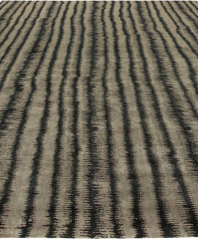 Art Deco Modern Striped 'Car Wash' Handmade Silk Rug by Doris Leslie Blau For Sale