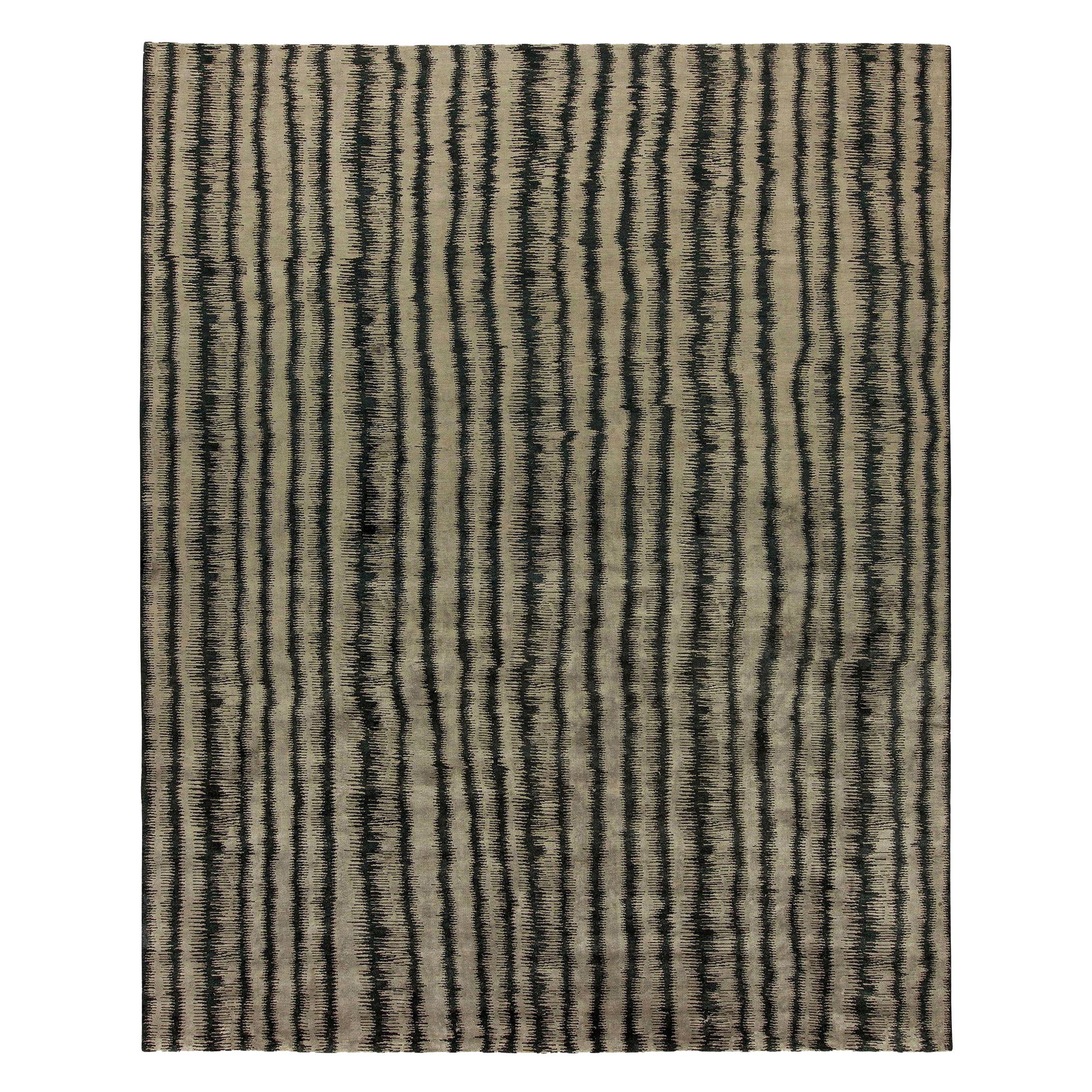 Modern Striped 
Car Wash
 Handmade Silk Rug by Doris Leslie Blau For Sale