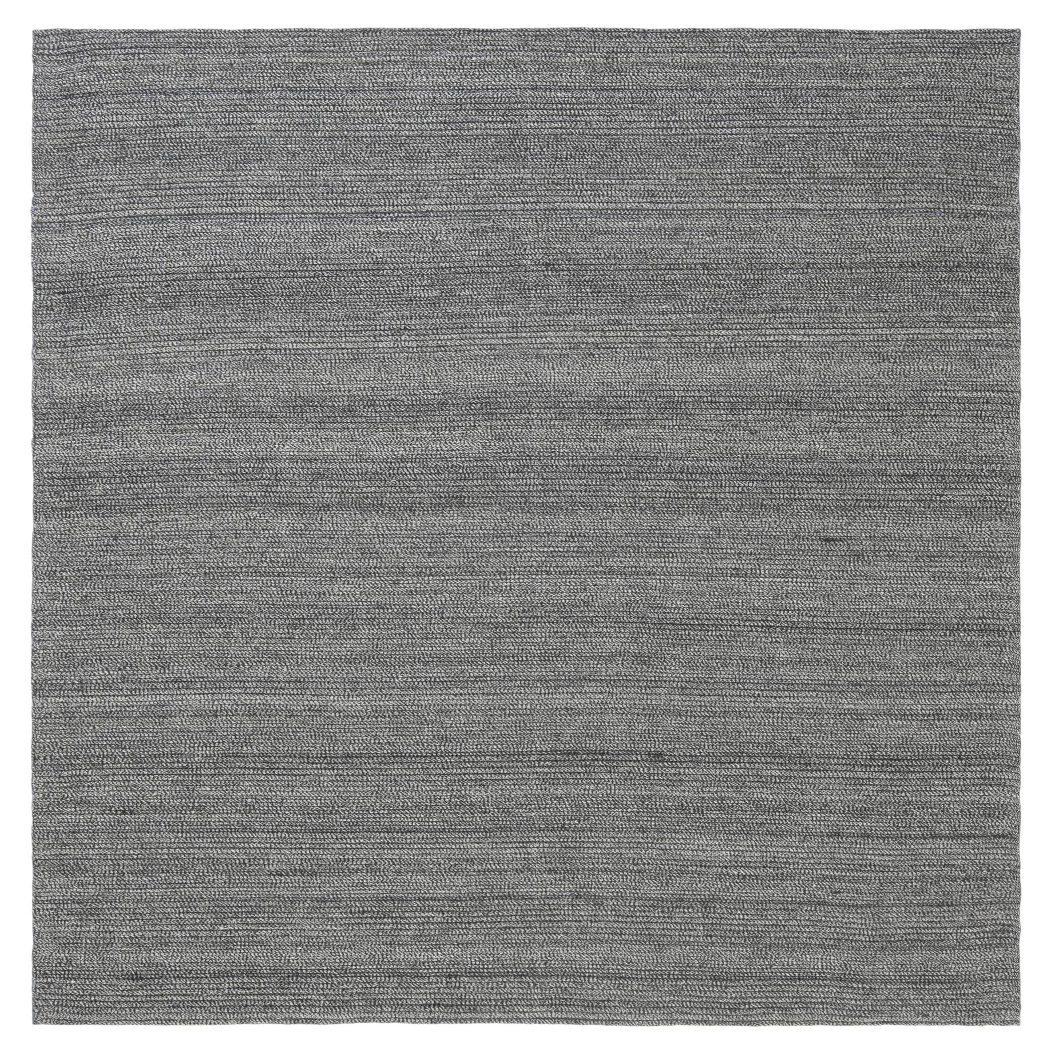 Tappeto moderno a righe color antracite, realizzato a mano, "Shale" di Doris Leslie Blau