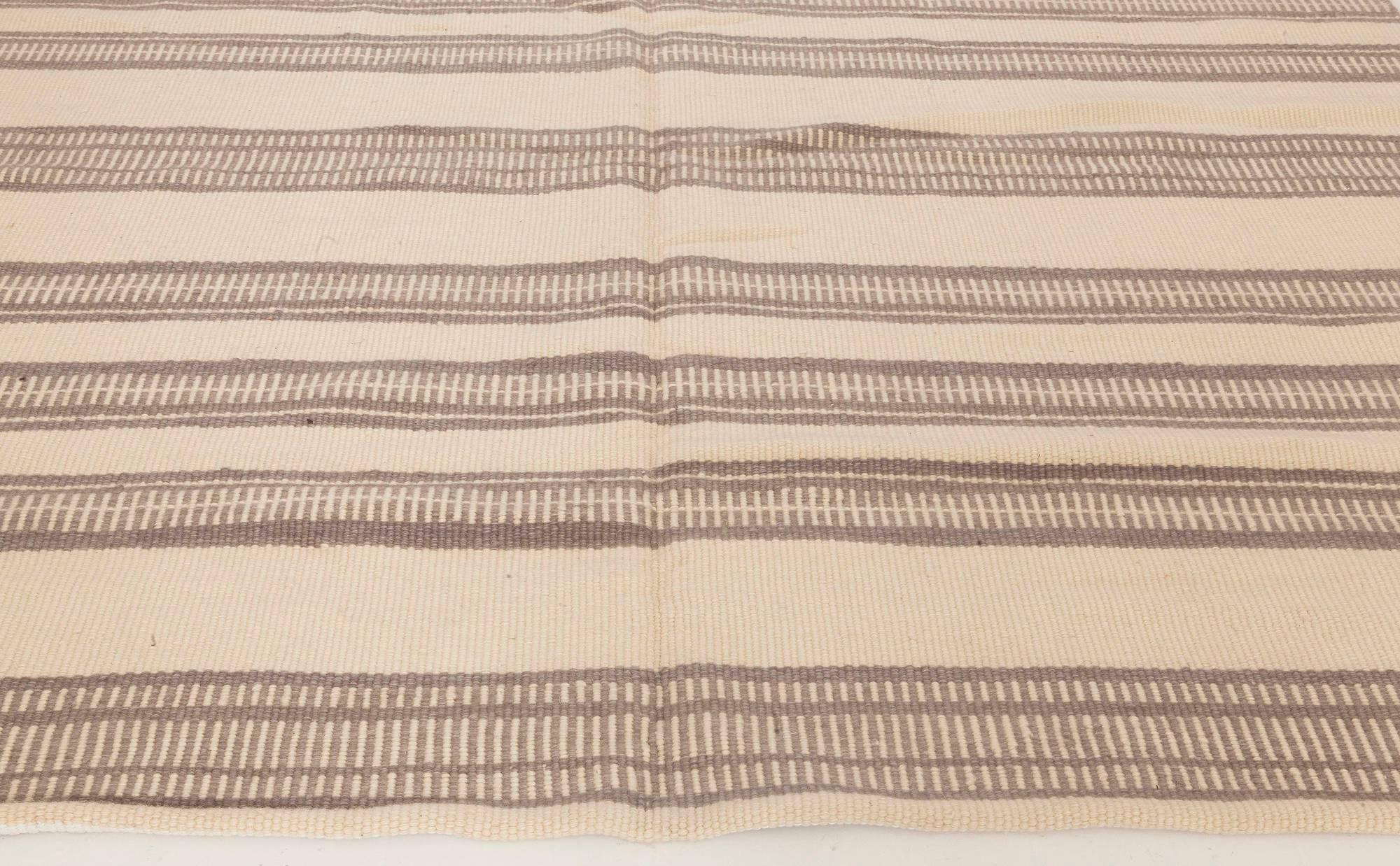 Other Modern Striped Flat-Weave Wool Rug by Doris Leslie Blau For Sale