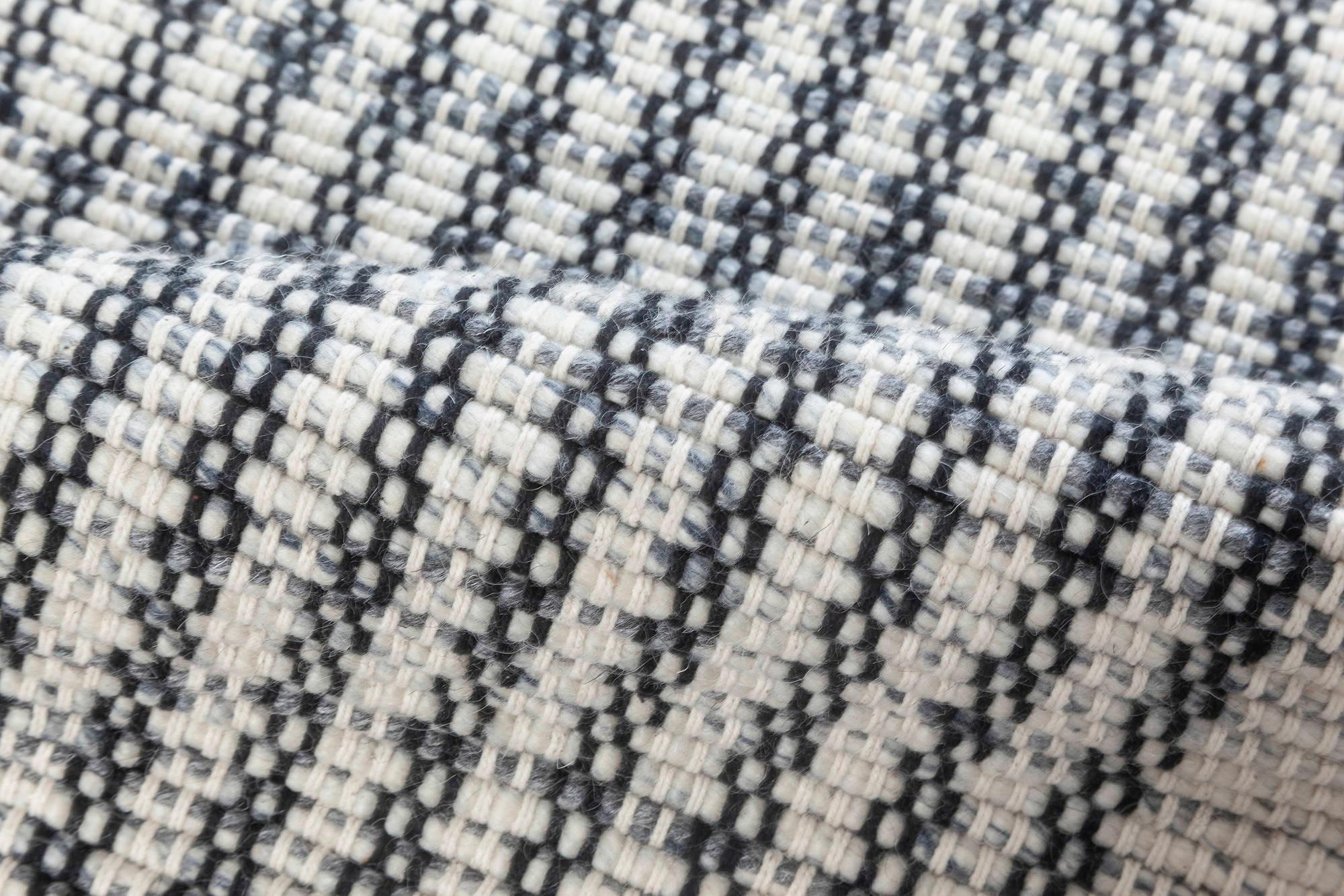 Modern striped grey and white flat-weave wool runner by Doris Leslie Blau
Size: 3'0
