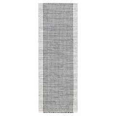 Modern Striped Grey and White Flat-Weave Wool Runner by Doris Leslie Blau