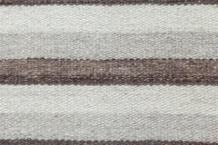 Modern Striped Grey Flat-Weave Wool Rug by Doris Leslie Blau