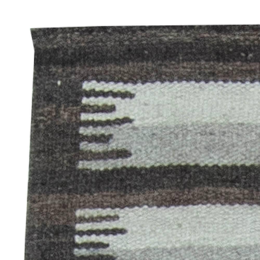 Contemporary Modern Striped Grey Flat-Weave Wool Rug by Doris Leslie Blau For Sale
