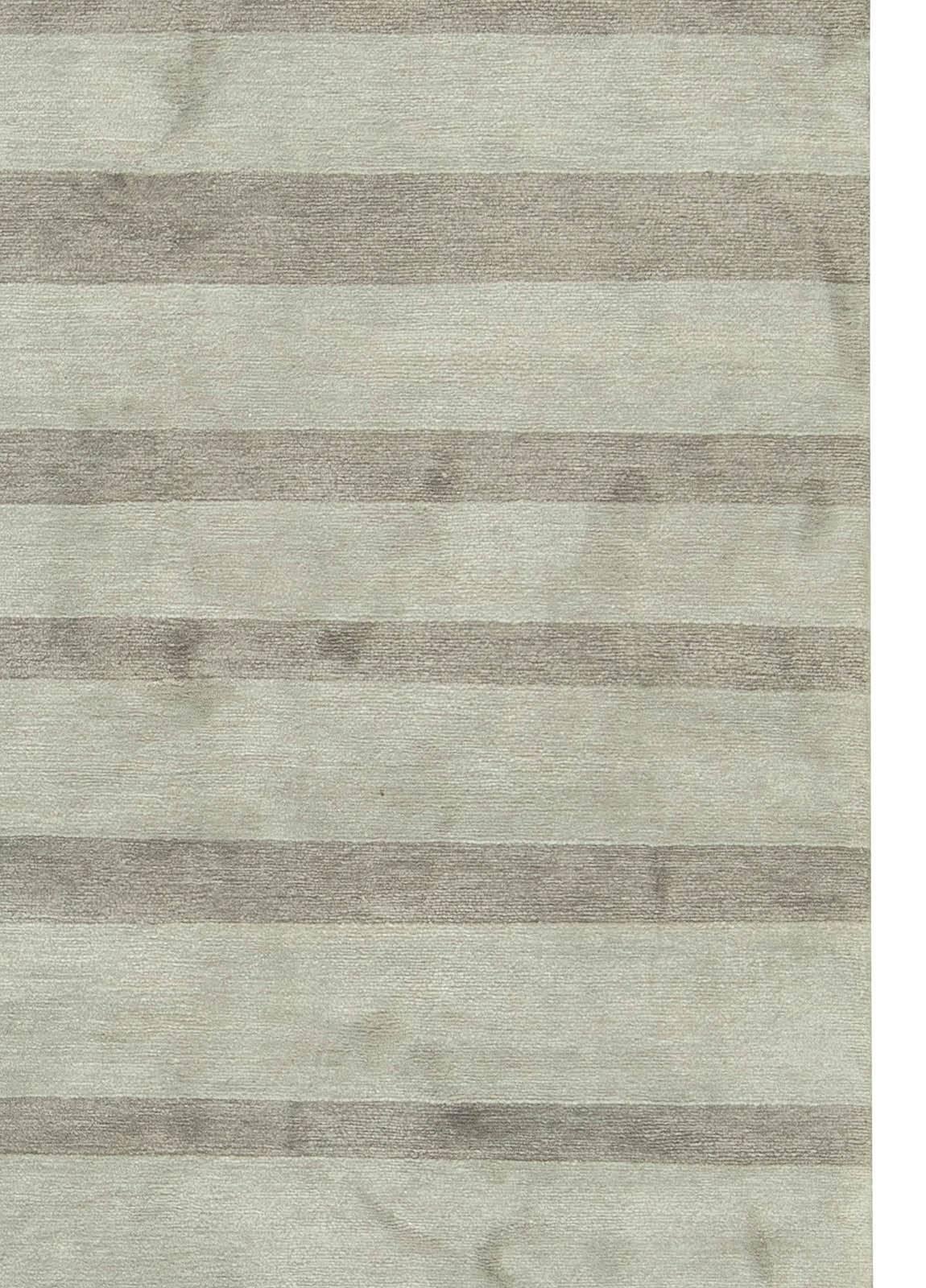 Hand-Knotted Modern Striped Grey Handmade Wool and Silk Custom Rug by Doris Leslie Blau For Sale