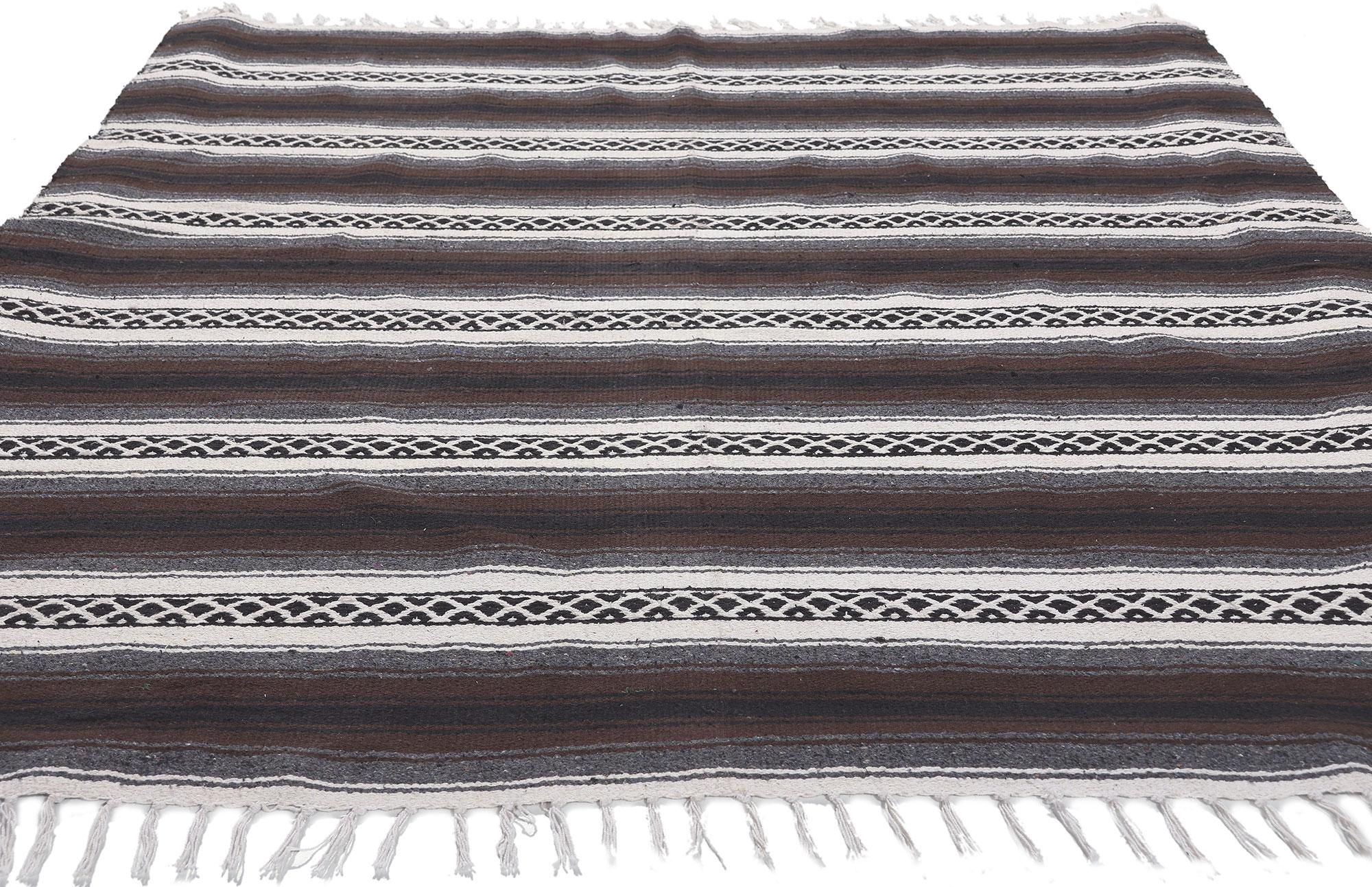 British Indian Ocean Territory Modern Striped Indian Kilim Rug, 04'09 x 05'11 For Sale