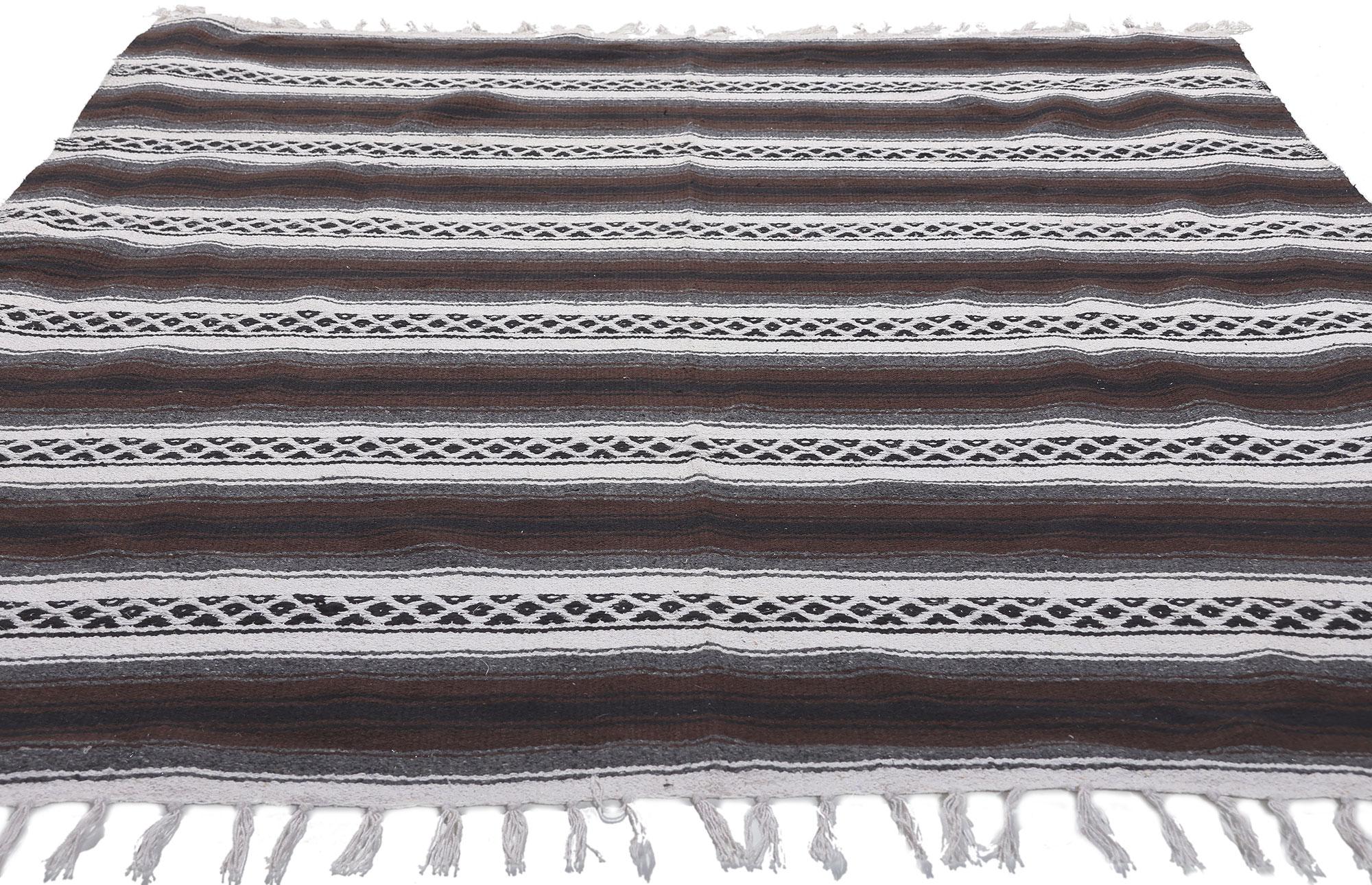 Hand-Woven Modern Striped Indian Kilim Rug, 04'09 x 05'11 For Sale
