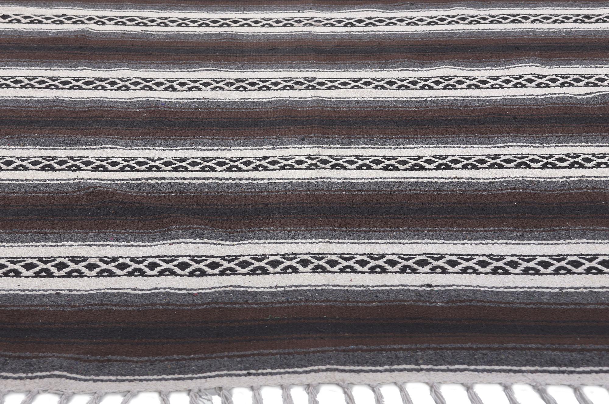 Hand-Woven Modern Striped Indian Kilim Rug, 04'09 x 05'11 For Sale