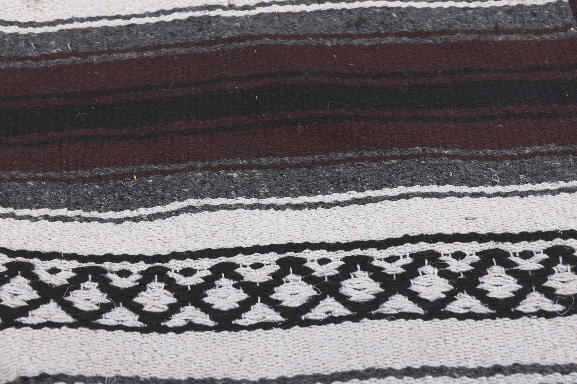 Wool Modern Striped Indian Kilim Rug, 04'09 x 05'11 For Sale