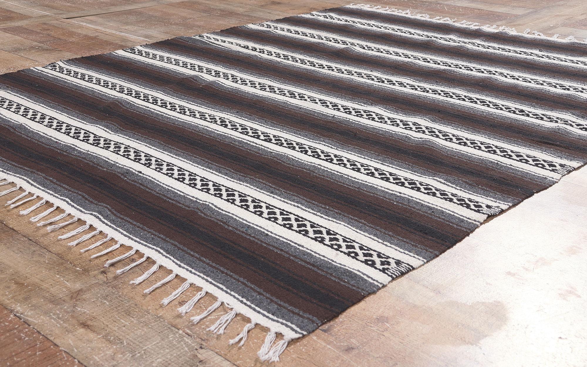 Wool Modern Striped Indian Kilim Rug, 04'09 x 05'11 For Sale