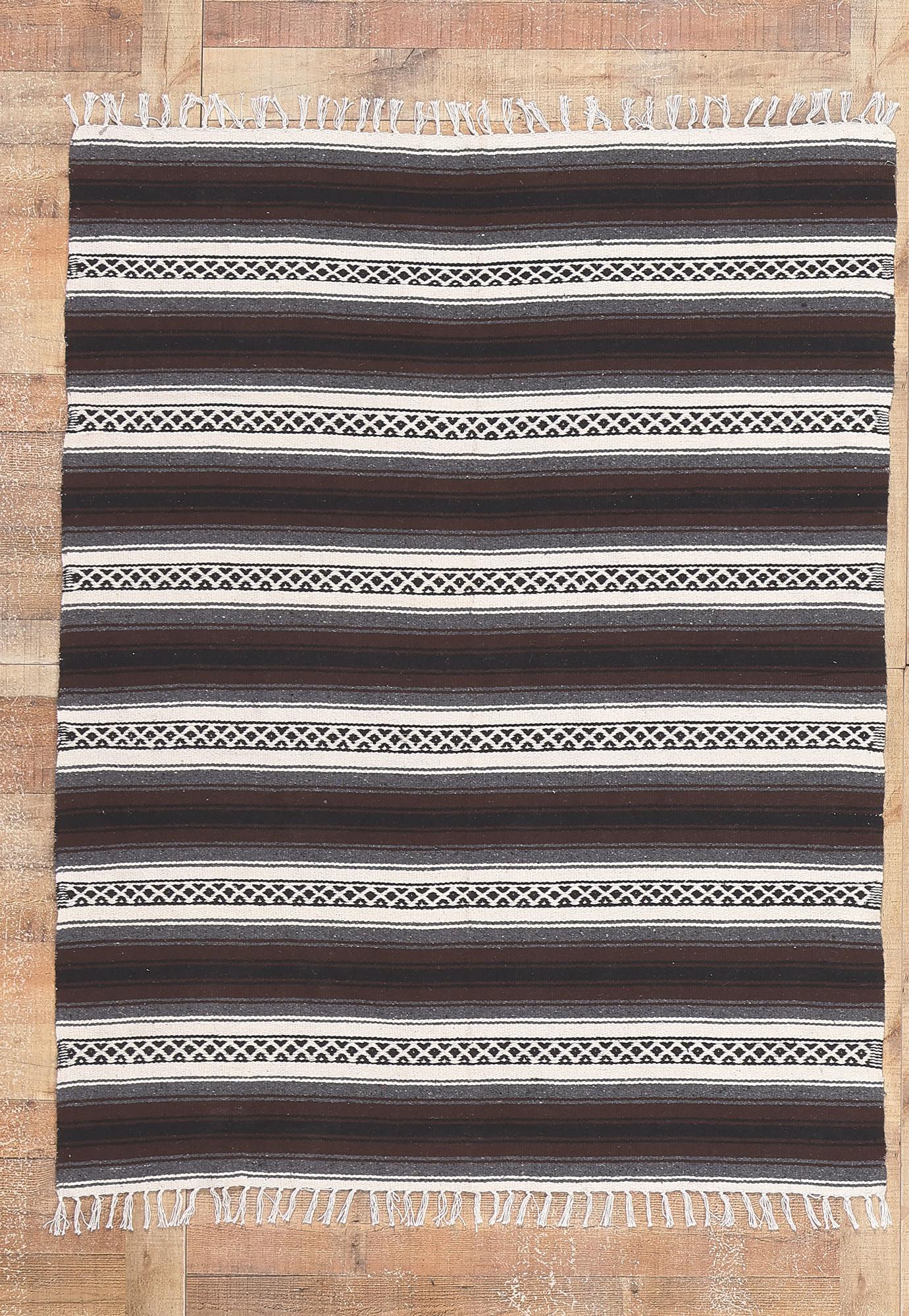 Modern Striped Indian Kilim Rug, 04'09 x 05'11 For Sale 2